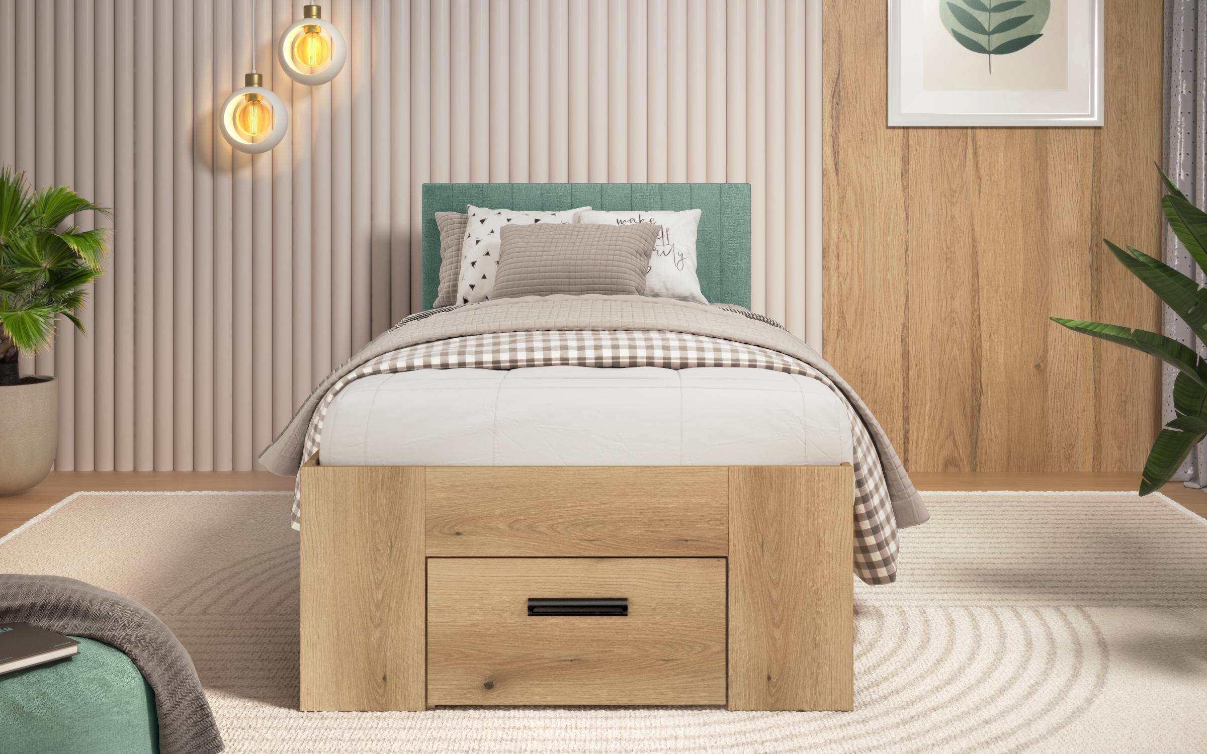 Bed for mattress 90/200 Trace, Evoke oak + mint  4