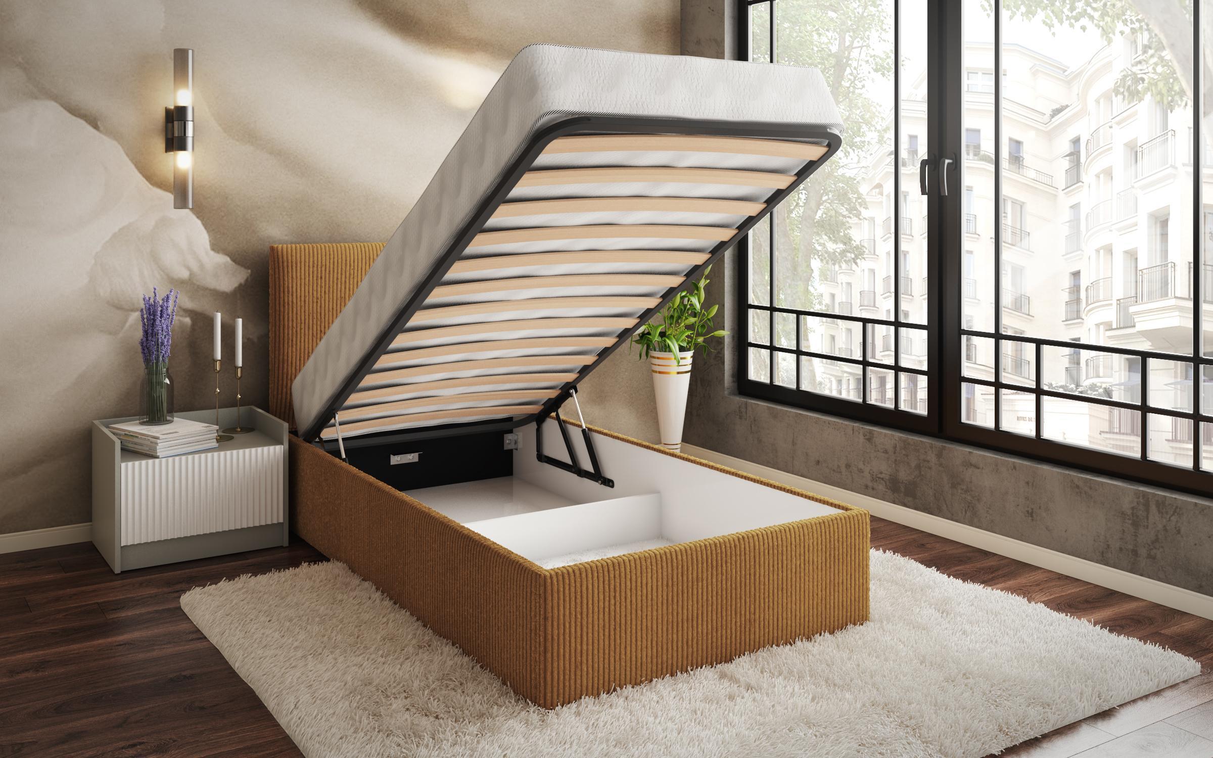 Bed for mattress 90/200 Elite, mustard  5