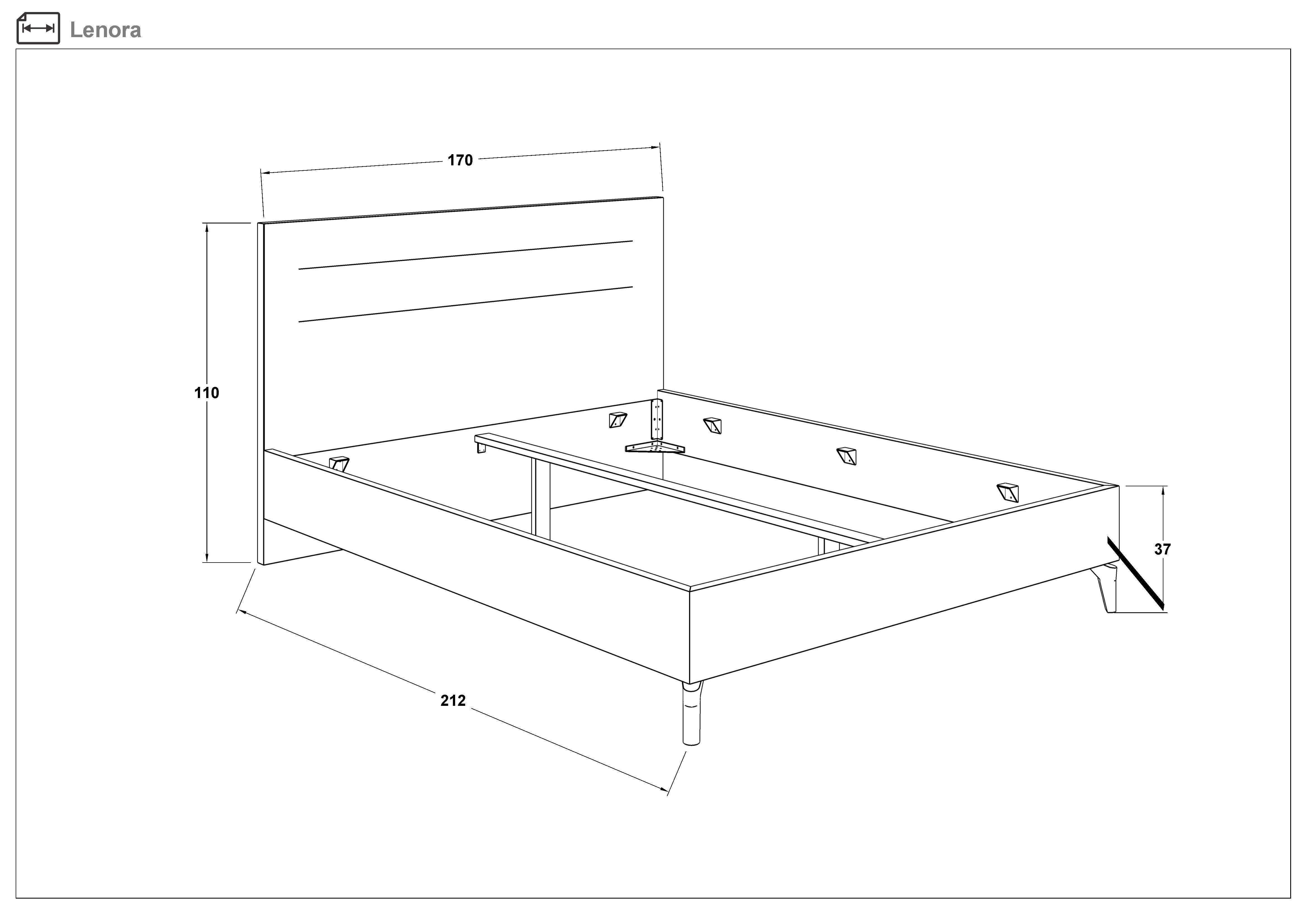 Upholstered double bed for mattress 160/200 Lenora, dark grey  2