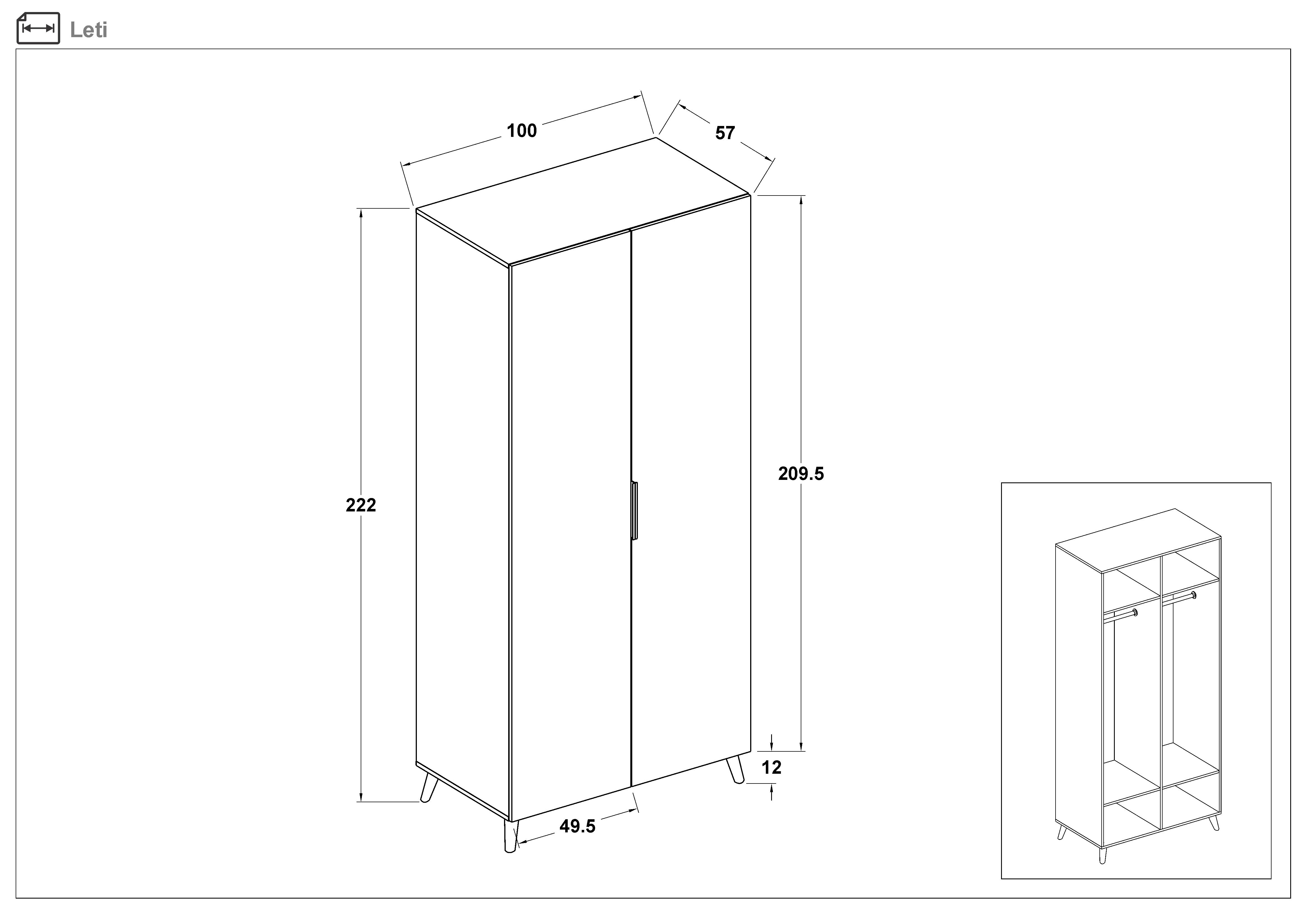 Double-winged wardrobe Letty, Appalachian oak + quartz  2
