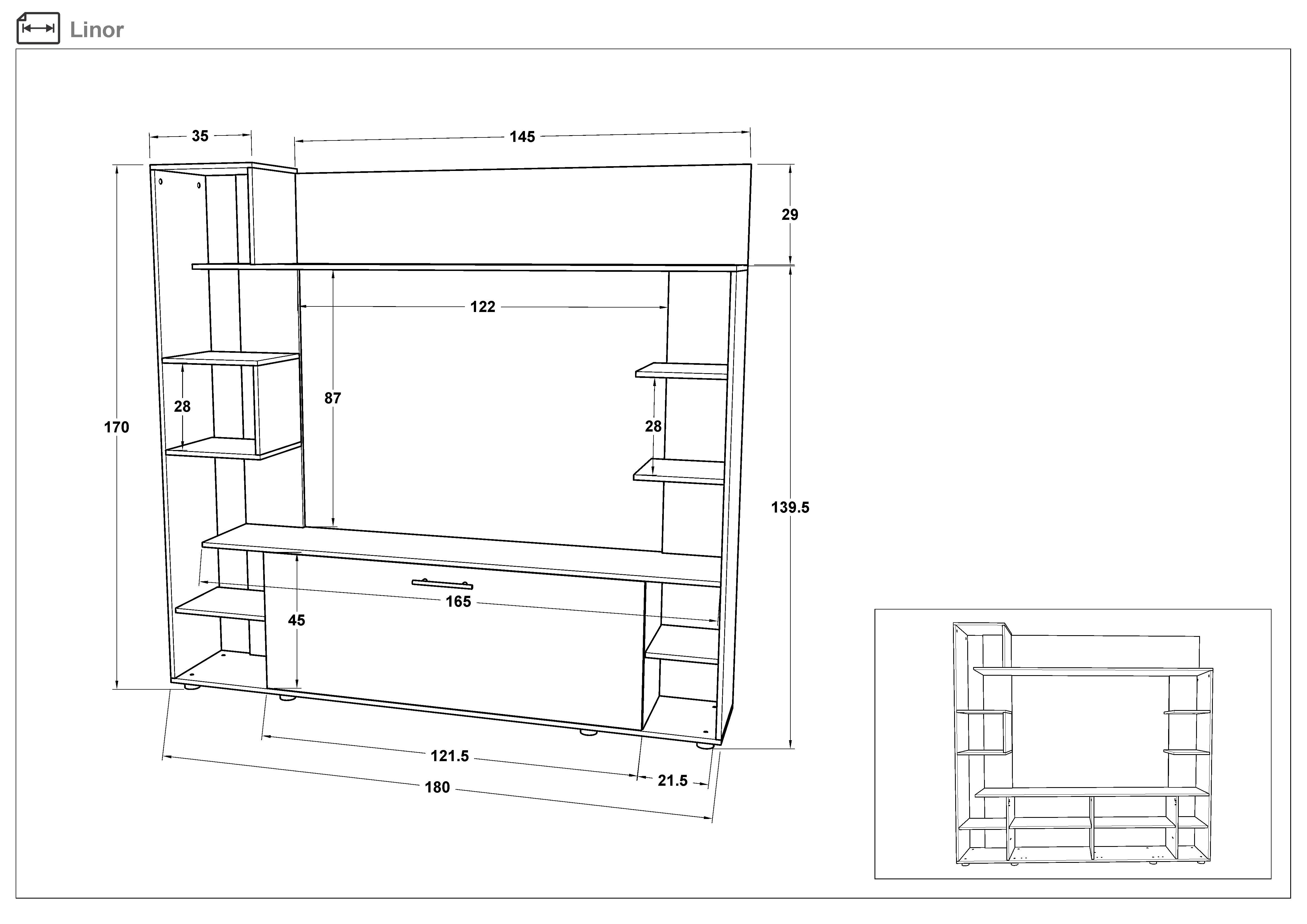 Shelf unit Linor, Wotan oak + anthracite  2
