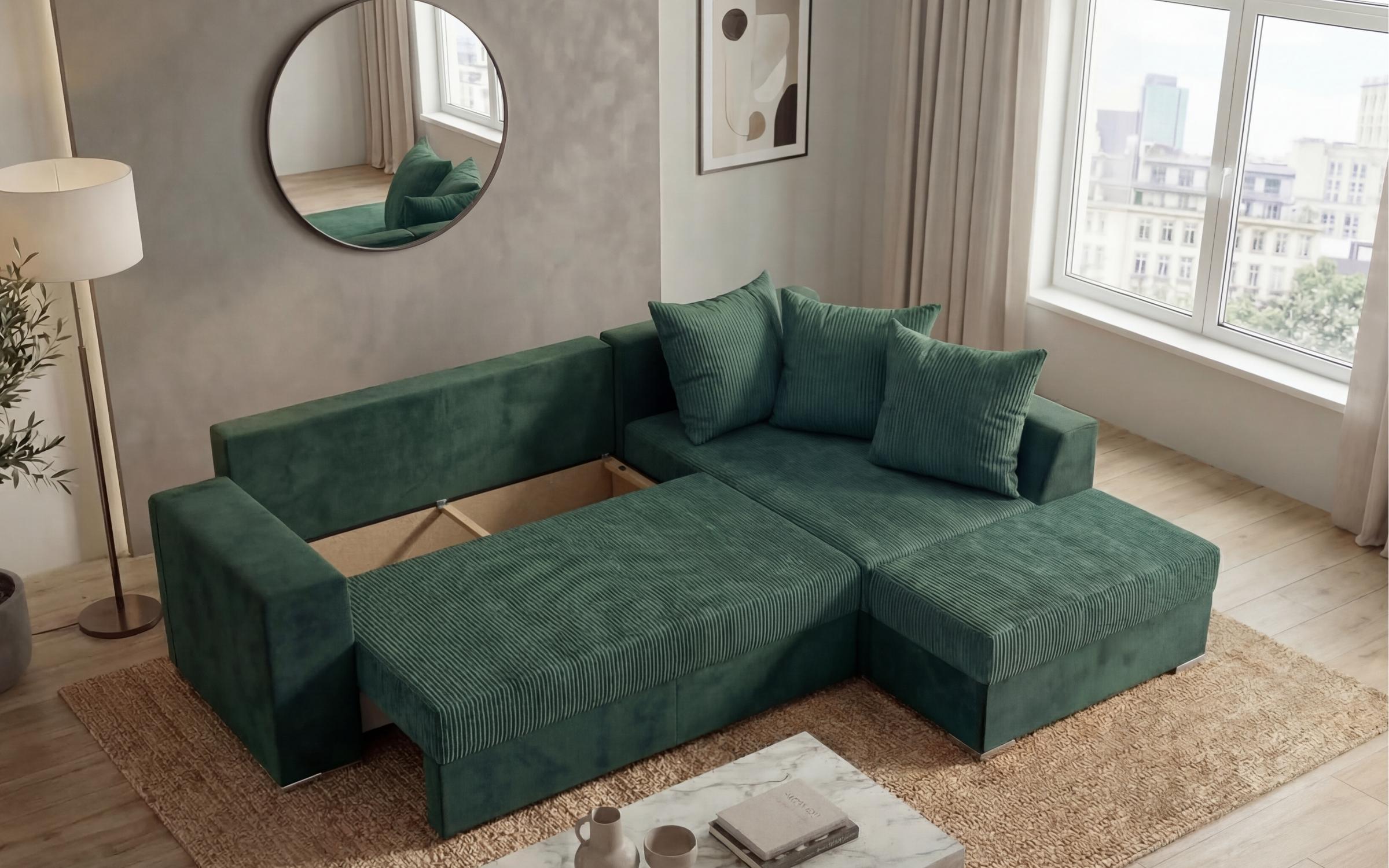 Extendable corner sofa + ottoman Londo, green  6