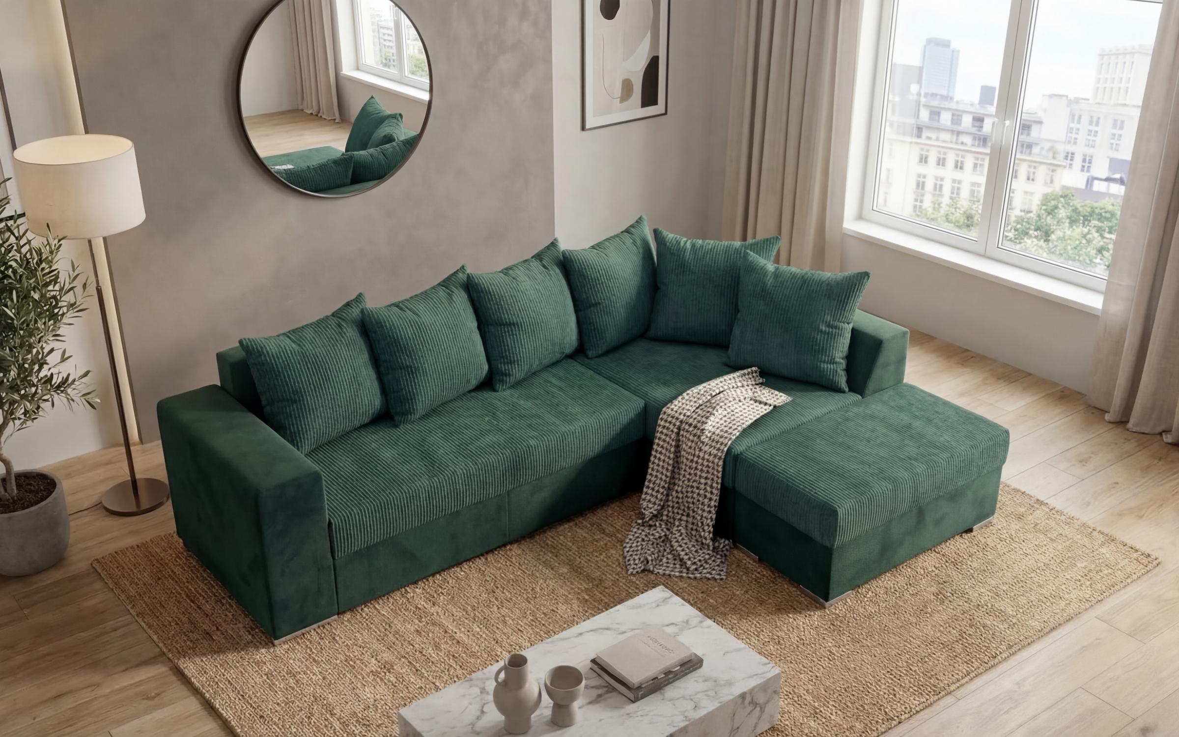 Extendable corner sofa + ottoman Londo, green  4