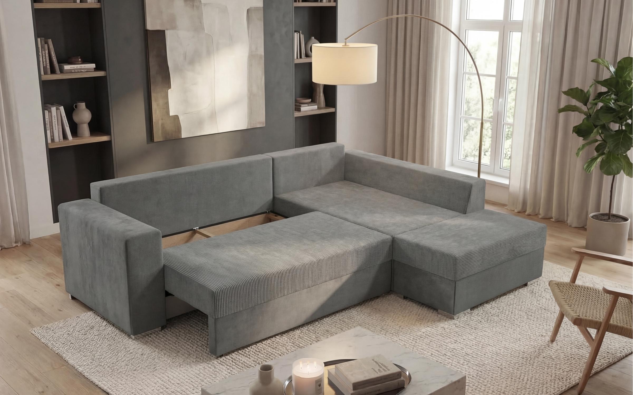 Extendable corner sofa + ottoman Londo, grey  6