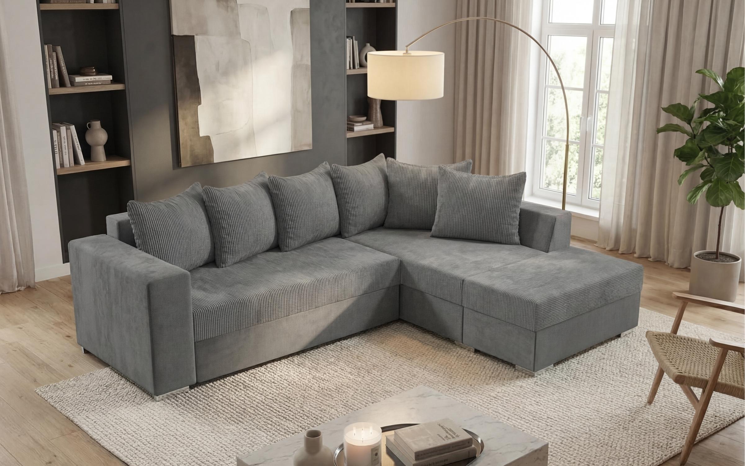 Extendable corner sofa + ottoman Londo, grey  4