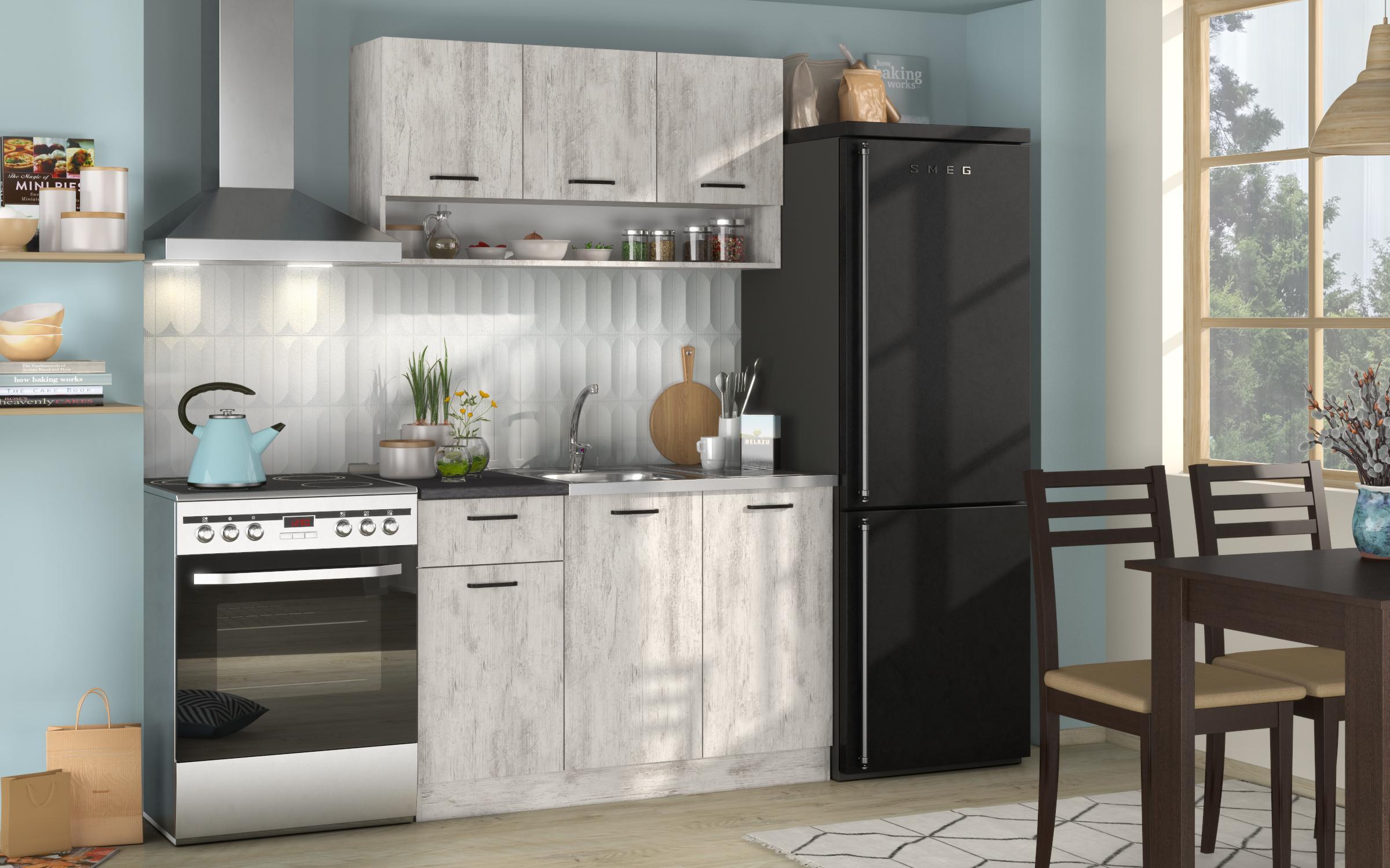 Kitchen with included thermo countertop Lora 5 mini, Antique oak  1