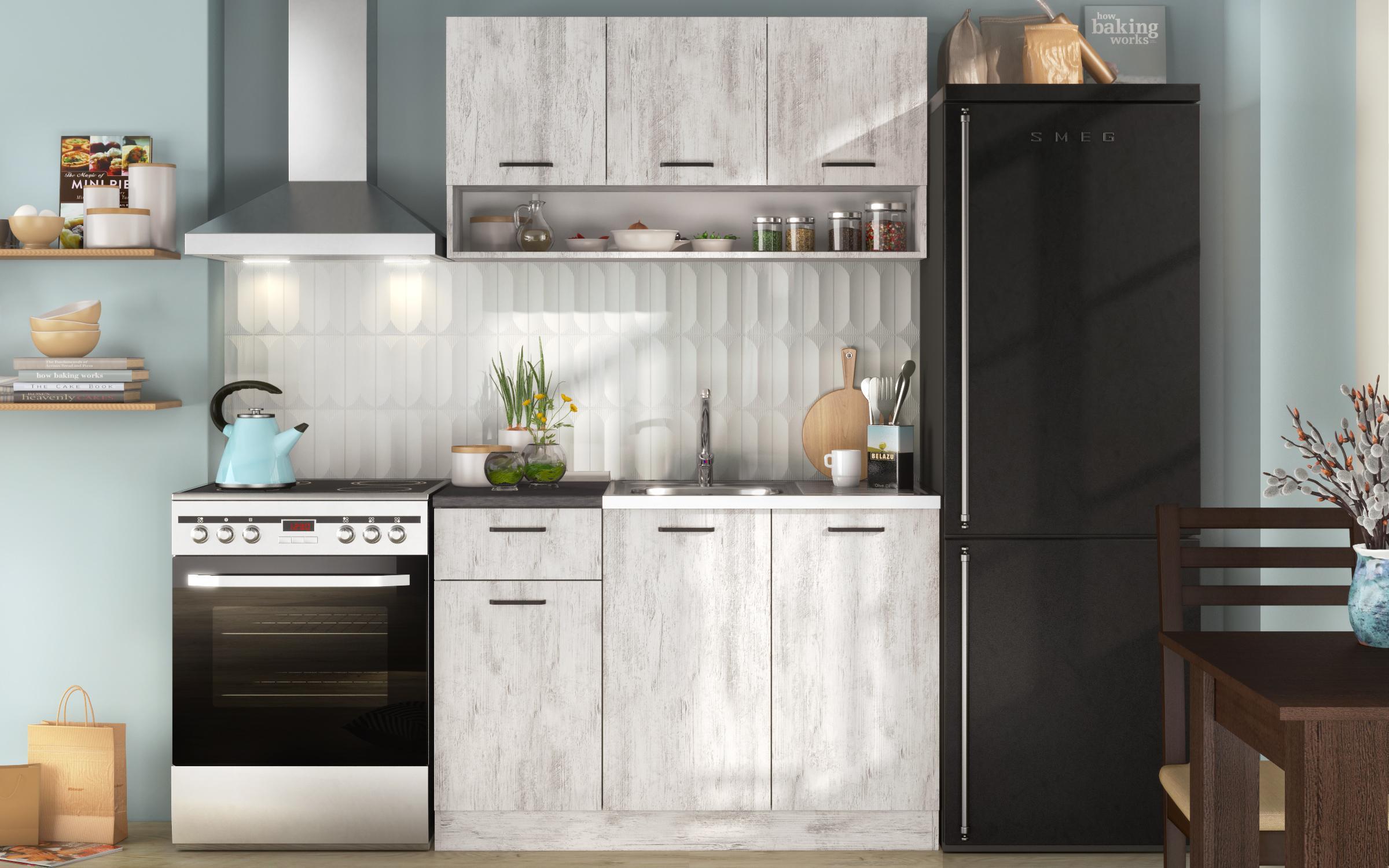 Kitchen with included thermo countertop Lora 5 mini, Antique oak  3