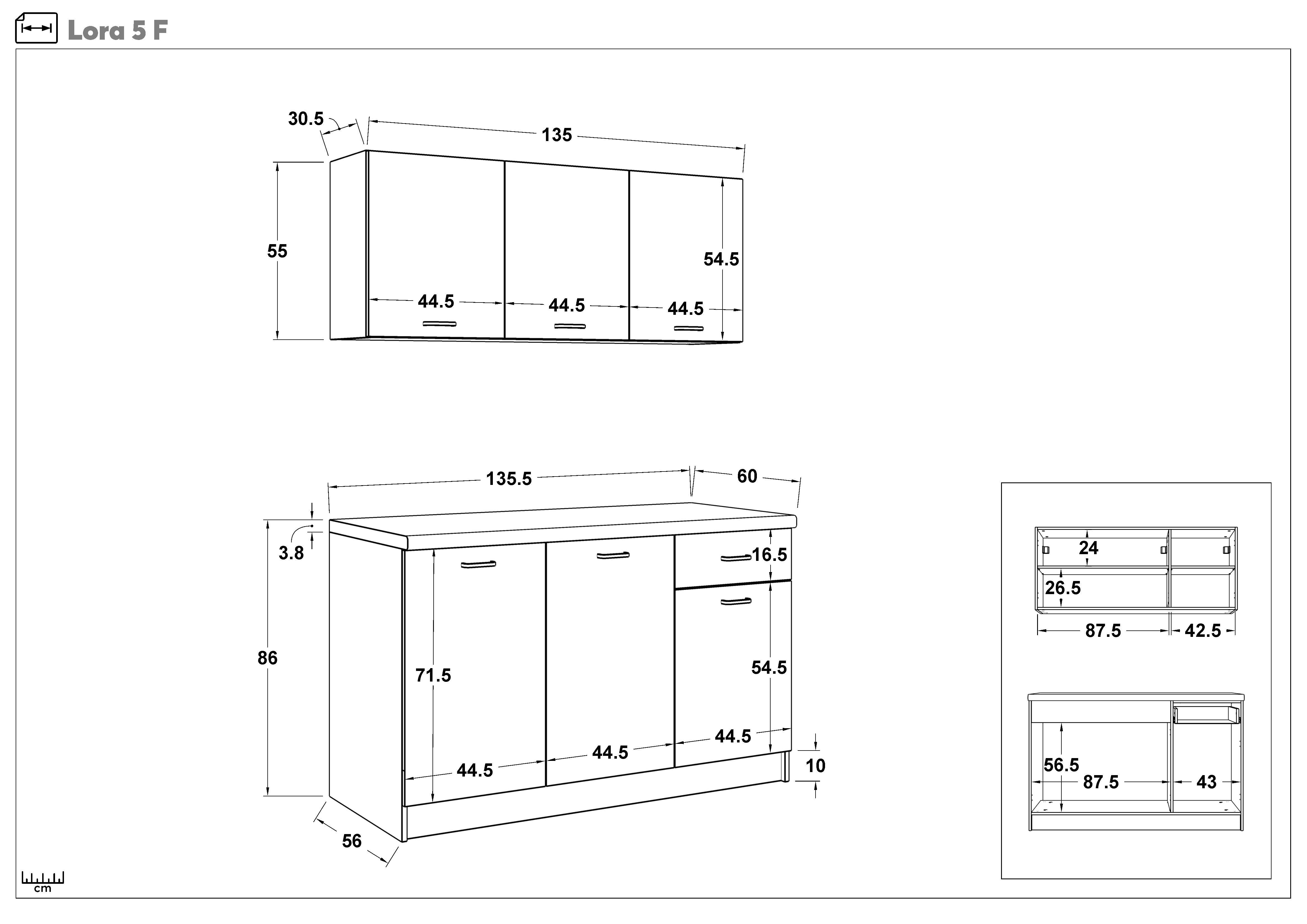 Kitchen with included thermo countertop Lora 5, white + Evoke oak  2