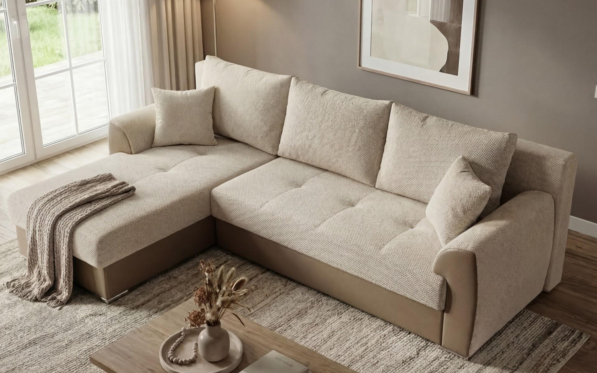 Extendable corner sofa Lumis, beige + grey beige  5
