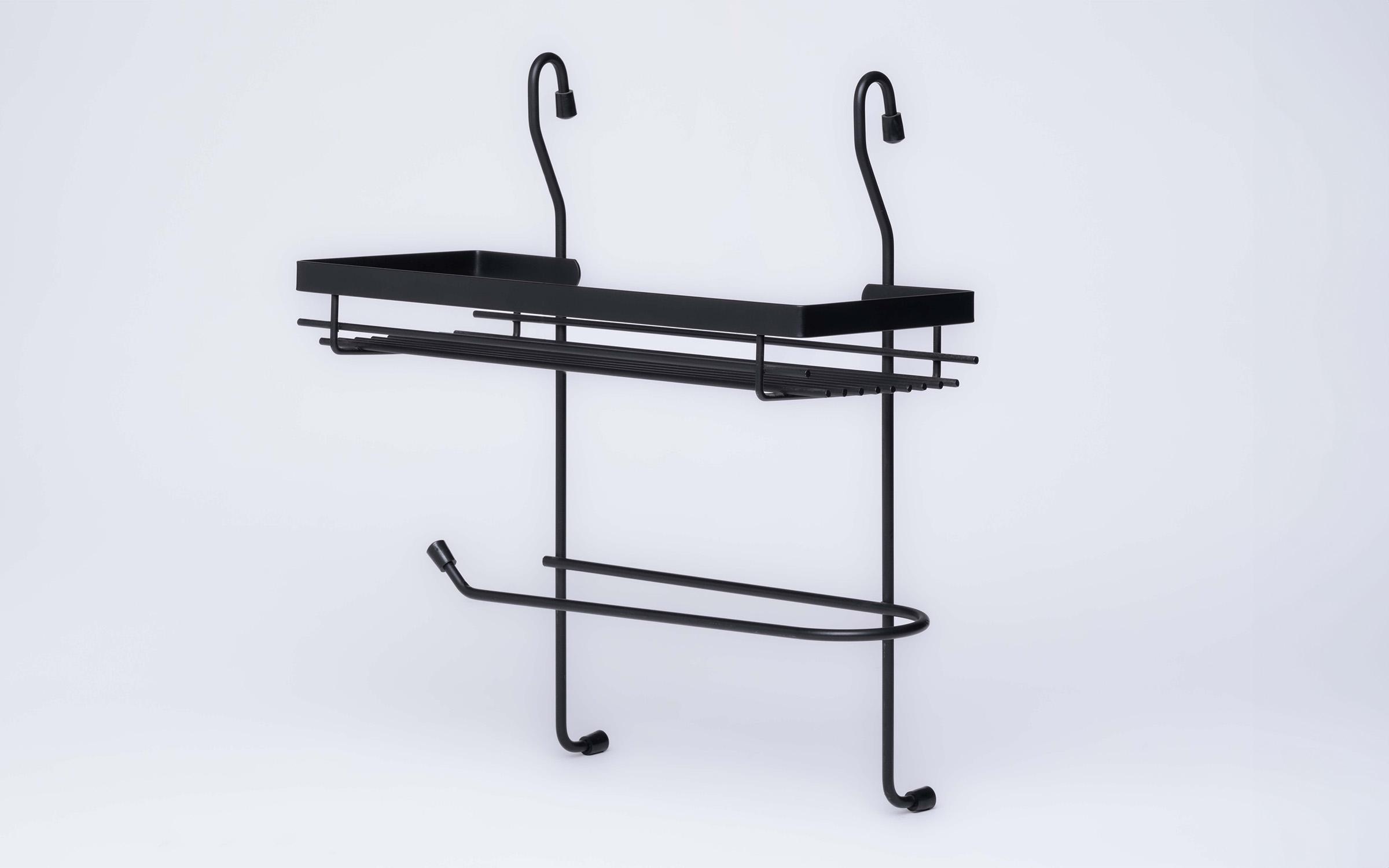 05158 Paper towel holder with shelf, black  2