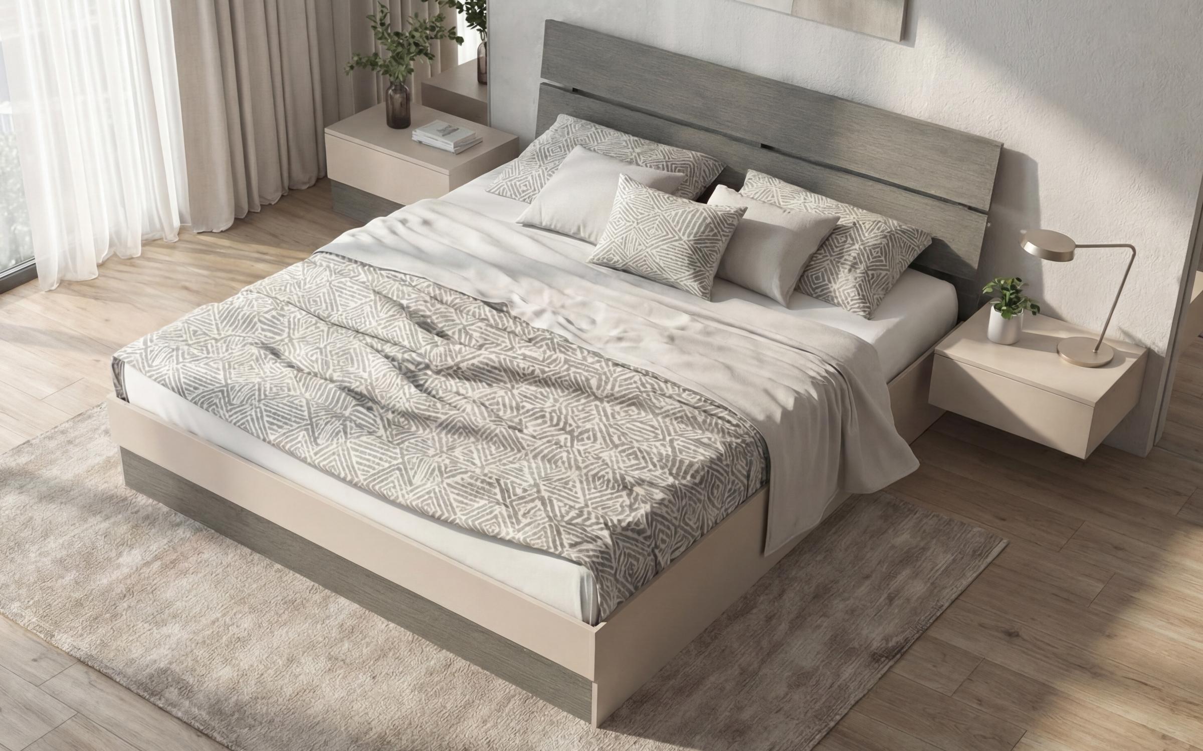 Double bed for mattress 160/200 Medeya, cashmere + Anthracite oak  4