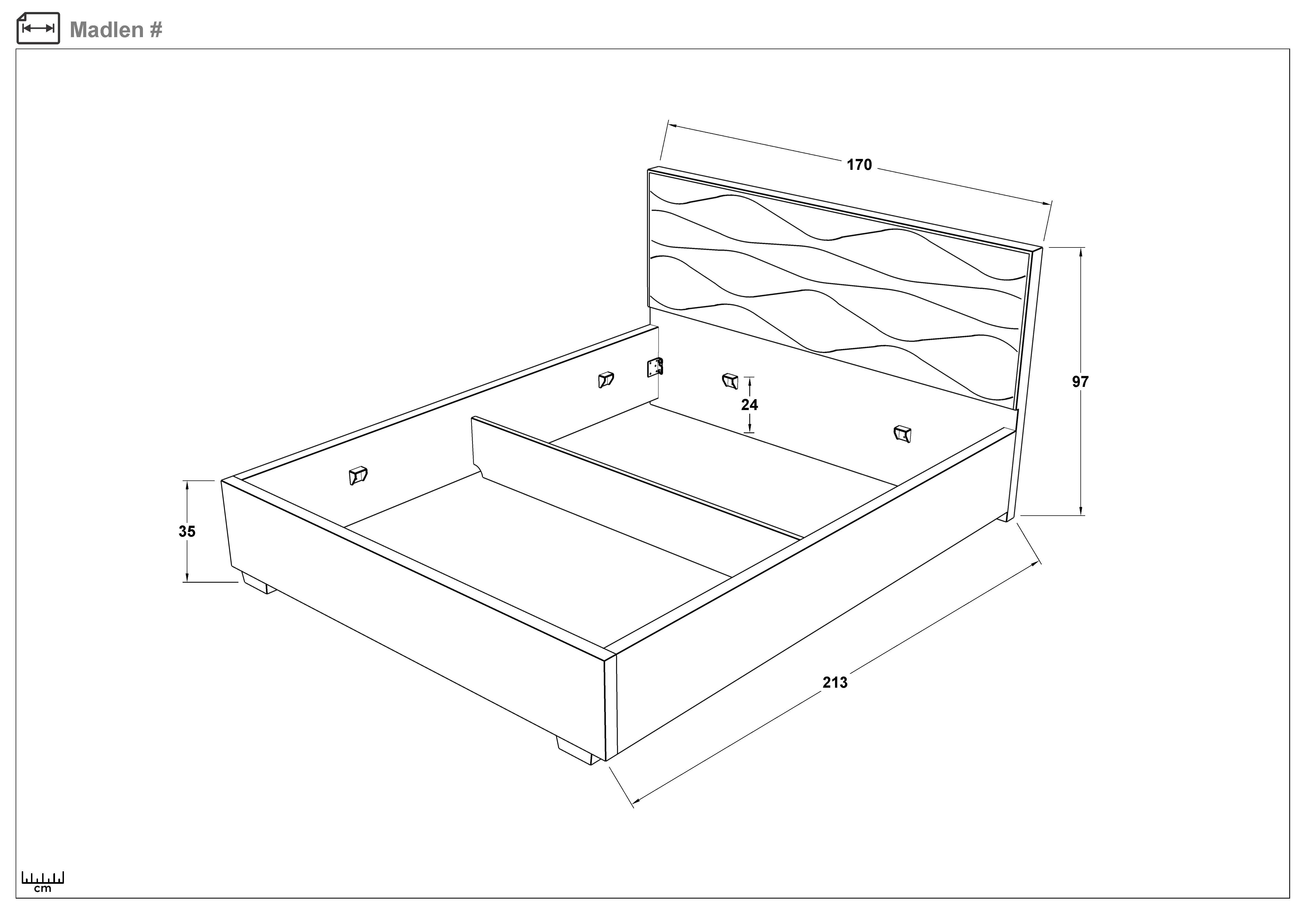 Upholstered double bed for mattress 160/200 Madlen, dark beige  2