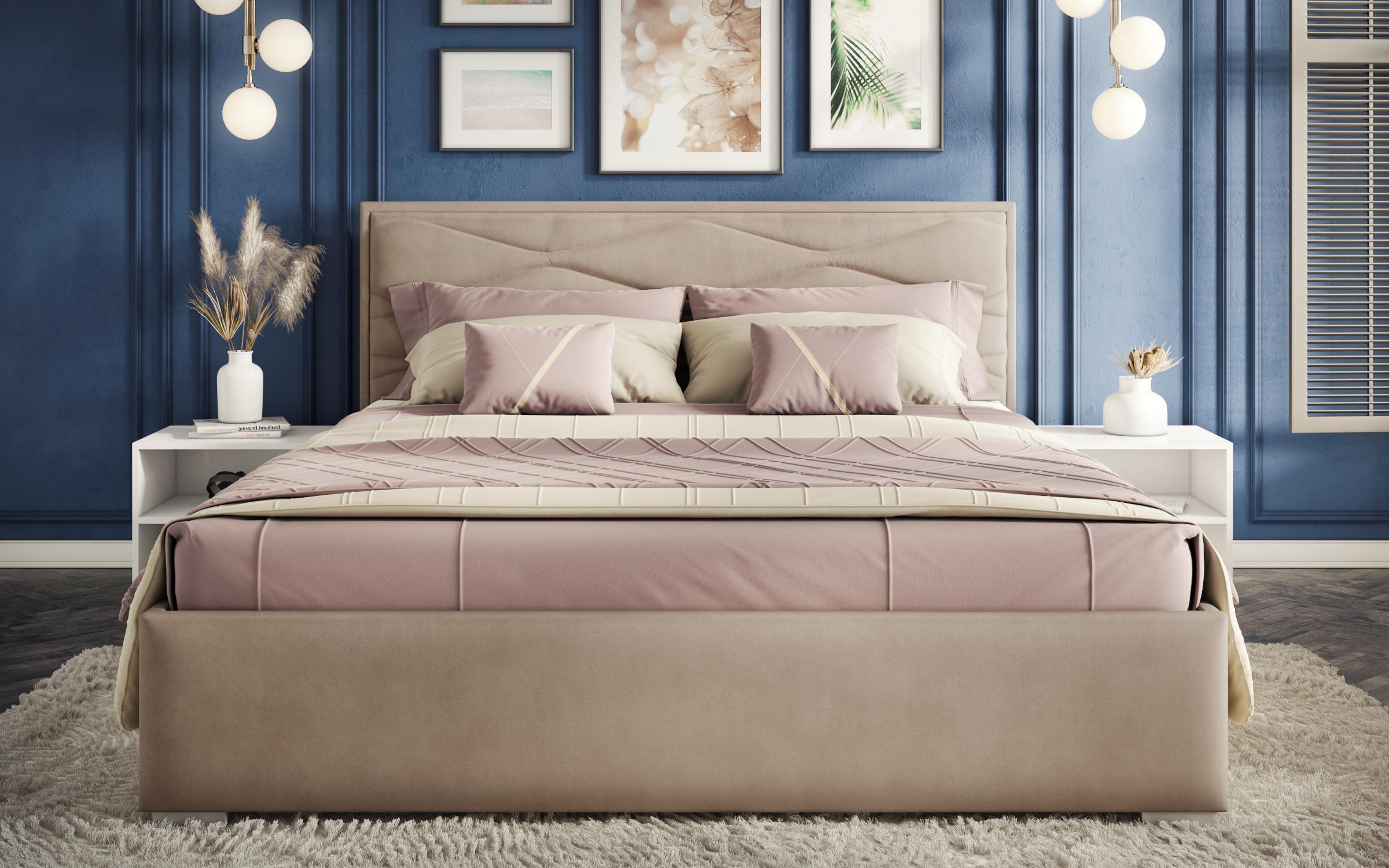 Upholstered double bed for mattress 160/200 Madlen, dark beige  3