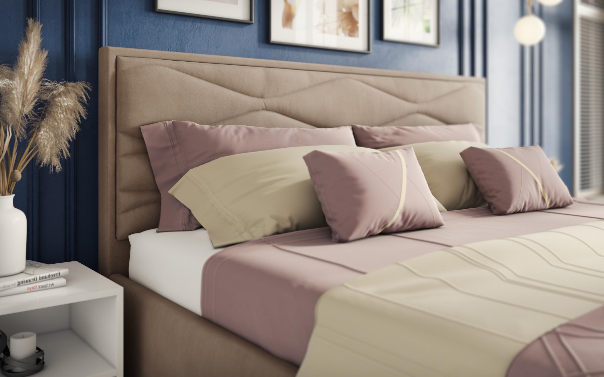 Upholstered double bed for mattress 160/200 Madlen, dark beige  4