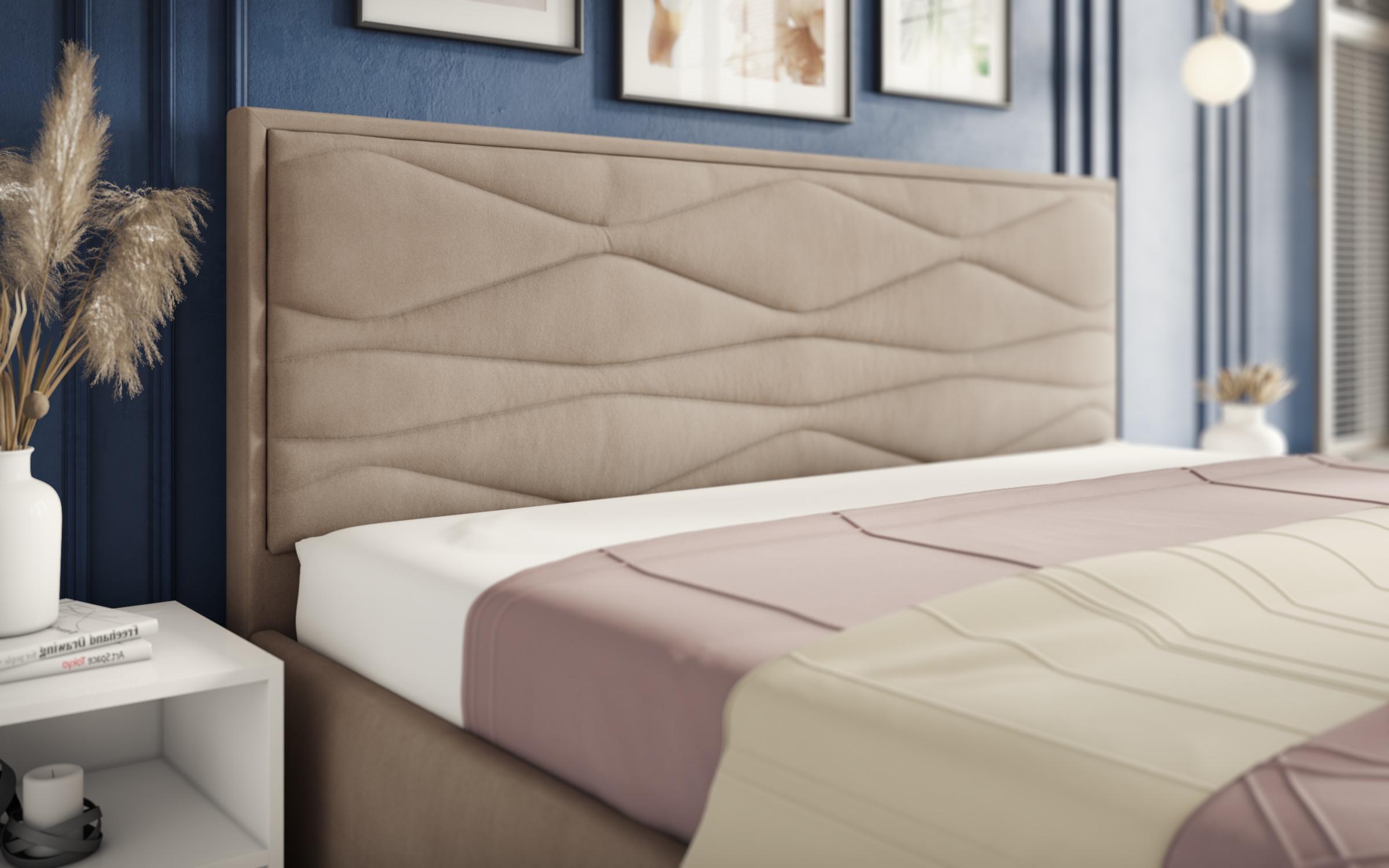 Upholstered double bed for mattress 160/200 Madlen, dark beige  5