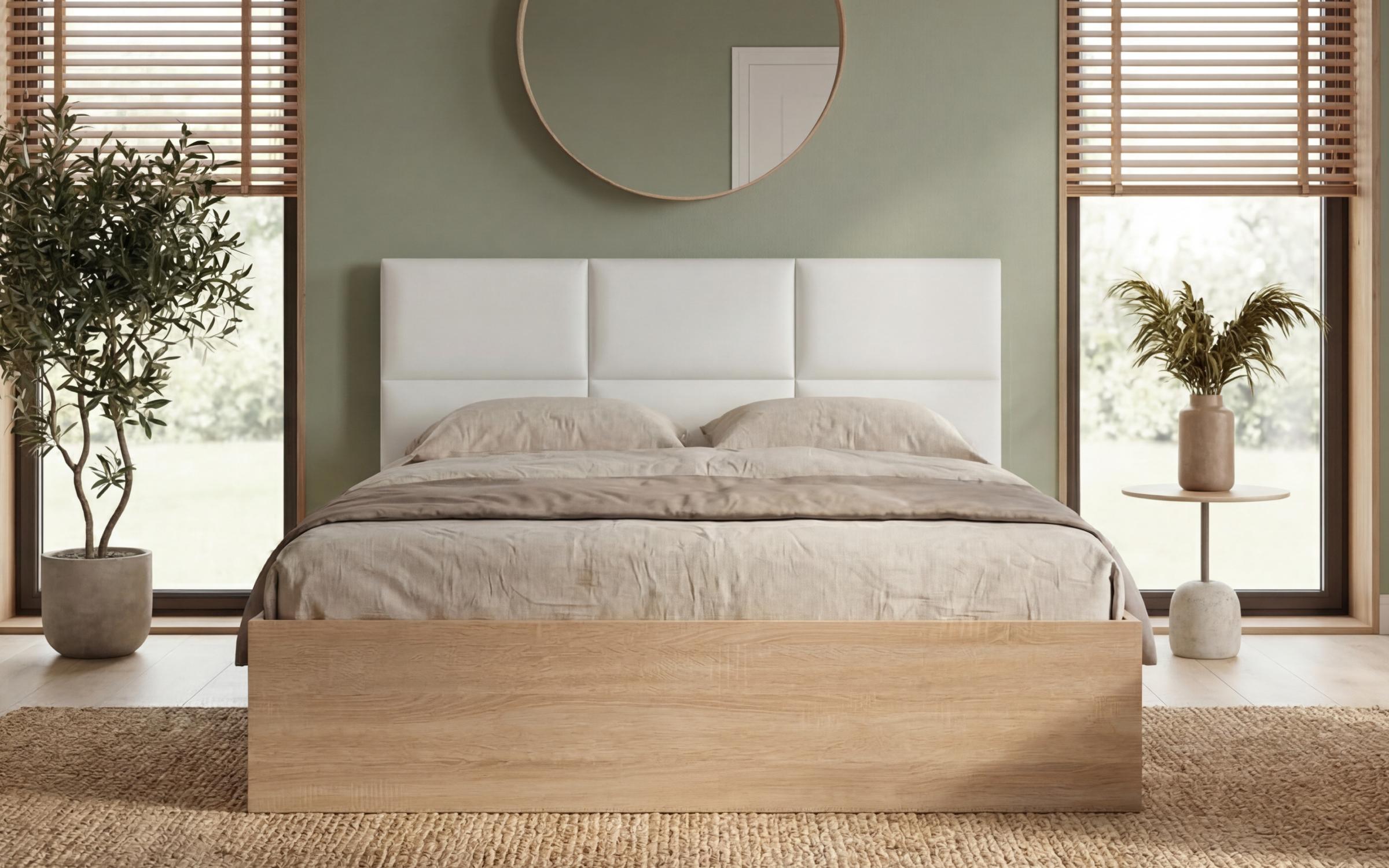 Upholstered bed for mattress 120/200 Magdalena, Sonoma oak + white leather  3