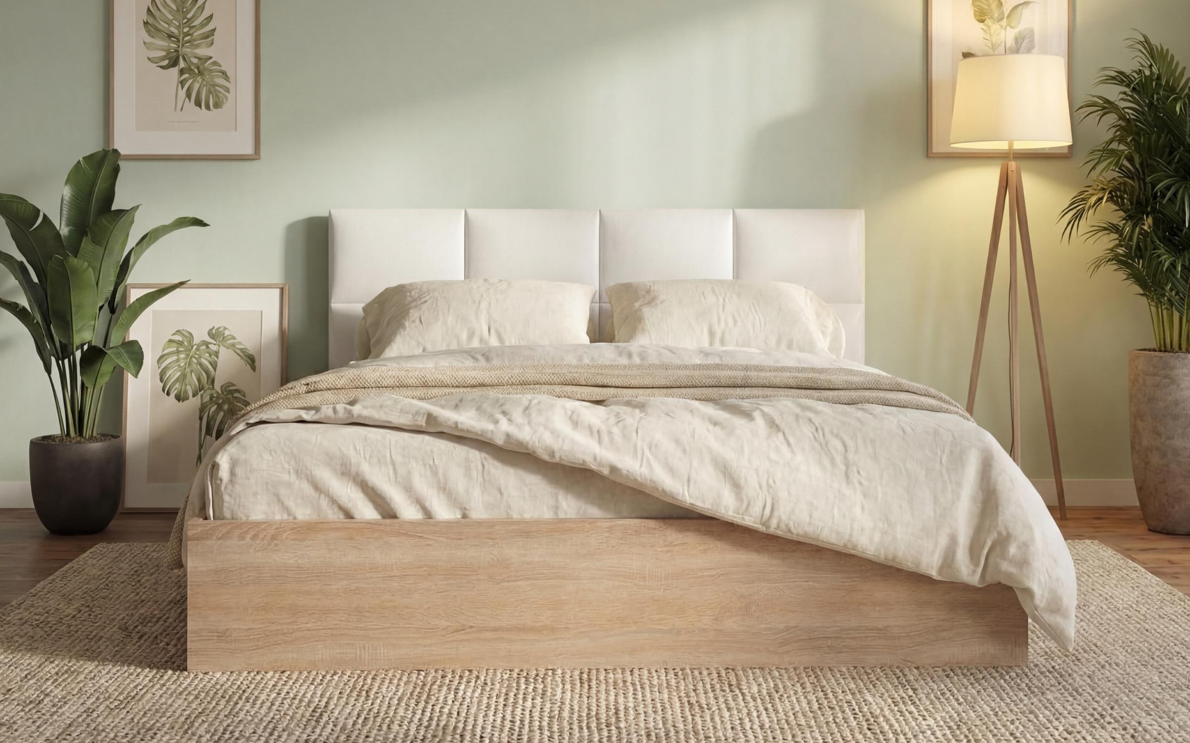 Double bed 160/200 Magdalena + bed slat DS + lifting mechanism, Sonoma oak + white leather  3