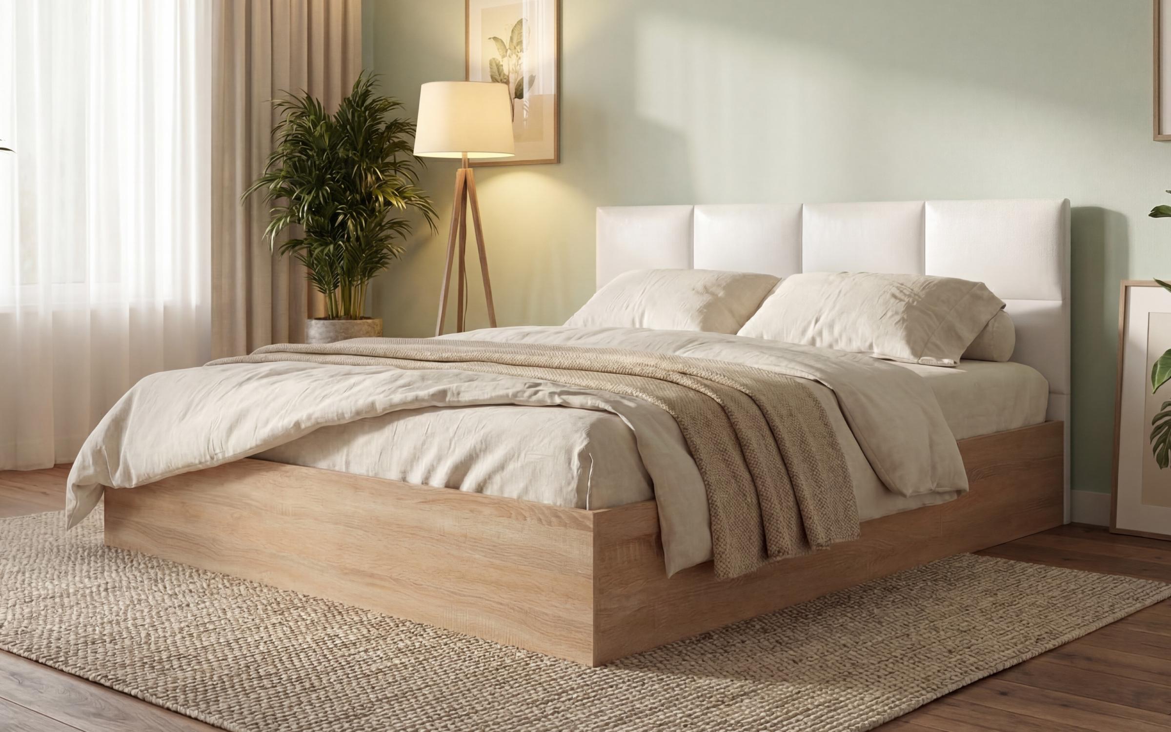 Double bed 160/200 Magdalena + bed slat DS + lifting mechanism, Sonoma oak + white leather  1