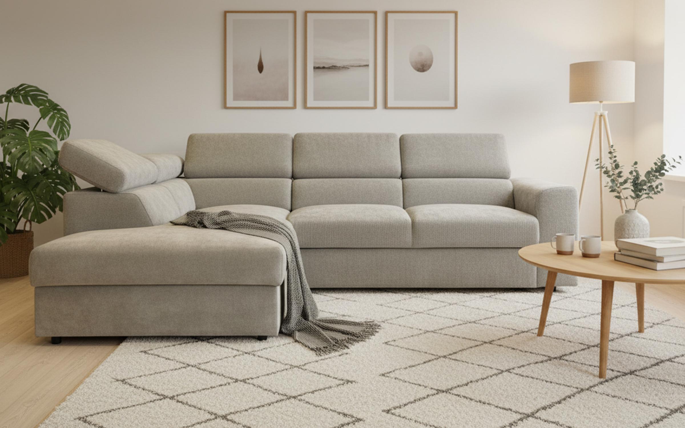 Extendable corner sofa Belisa, light grey  5
