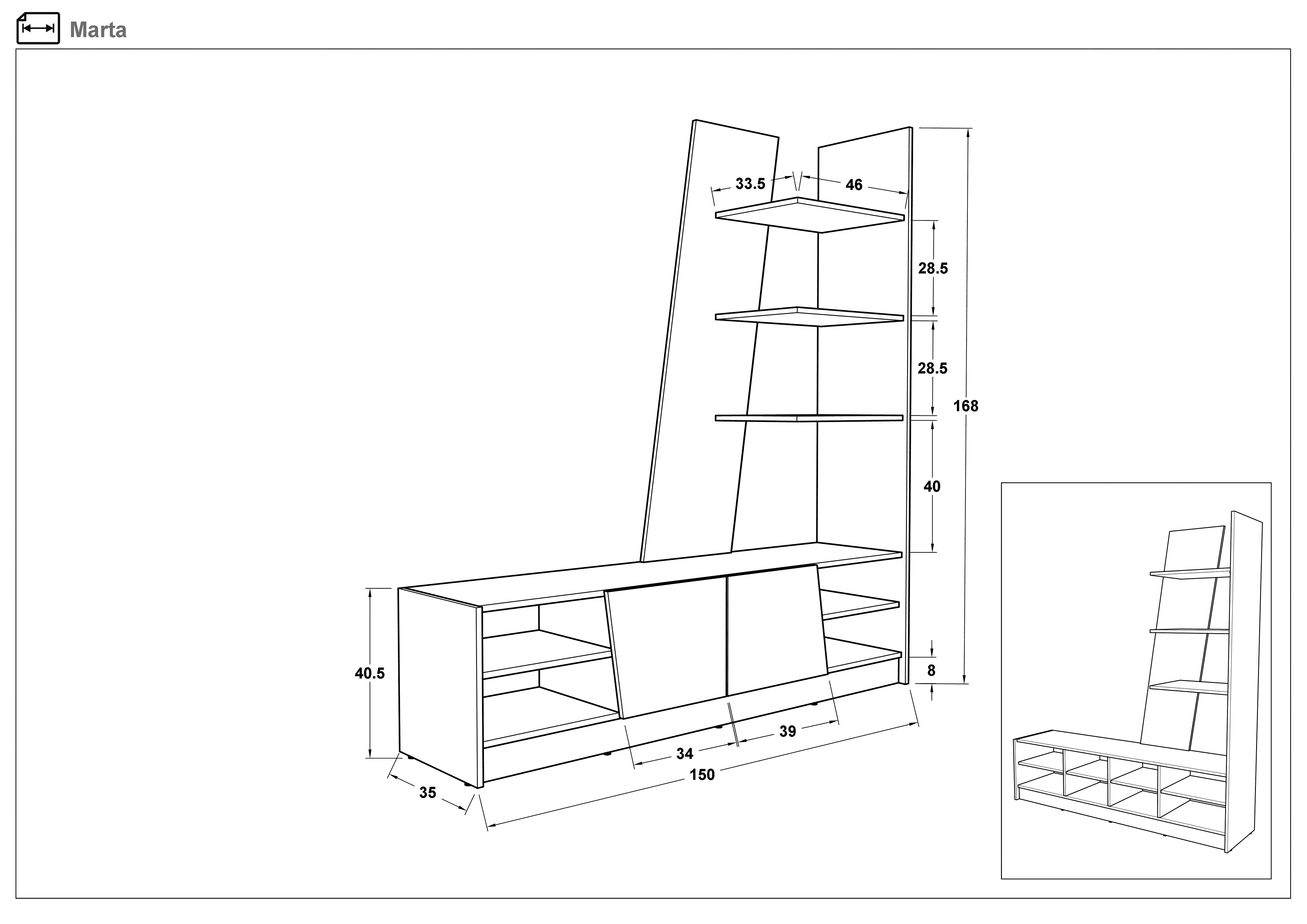 Shelf unit Marta, white matt + Evoke oak  2