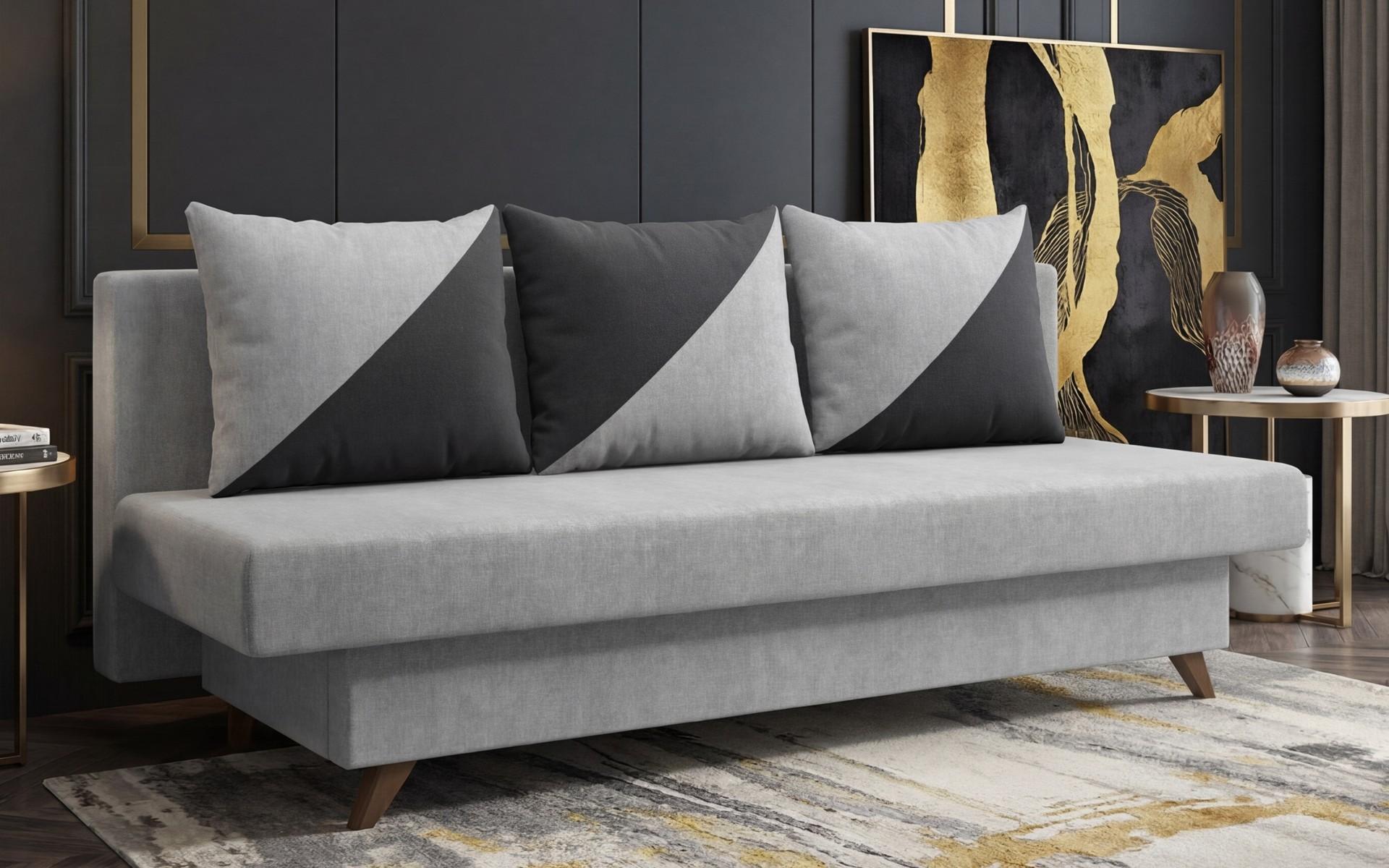 Extendable sofa Marty, light grey + black  3