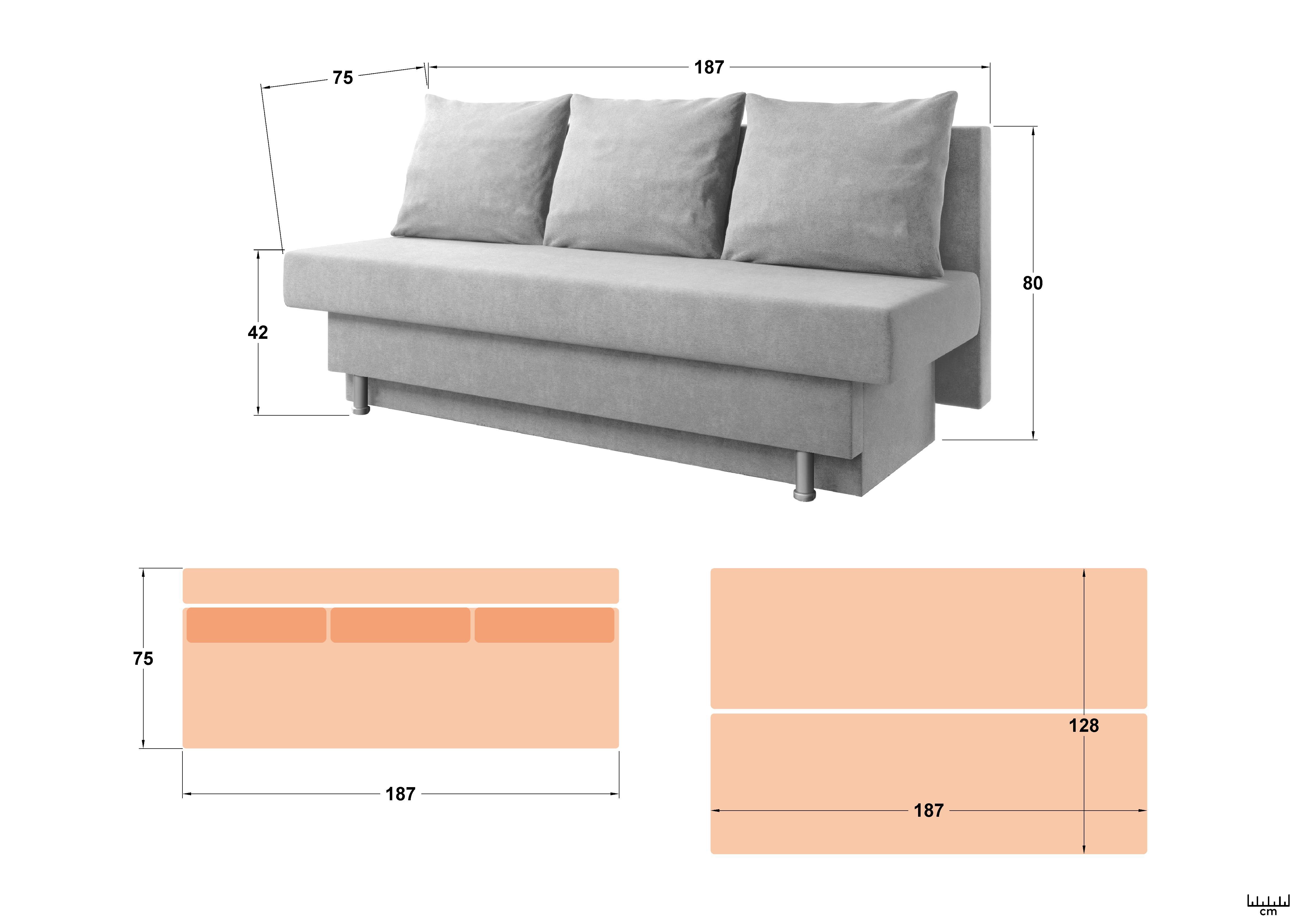 Extendable sofa Marty, light beige + brown  2