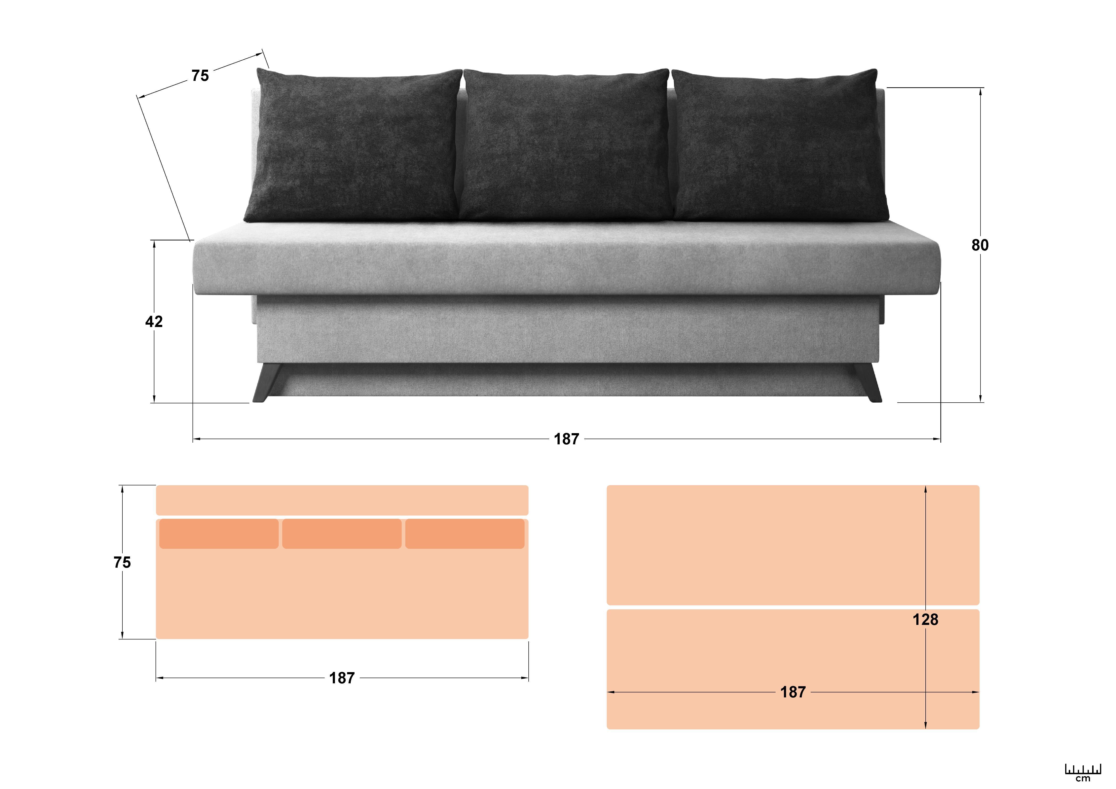 Extendable sofa Marty, turquoise  2