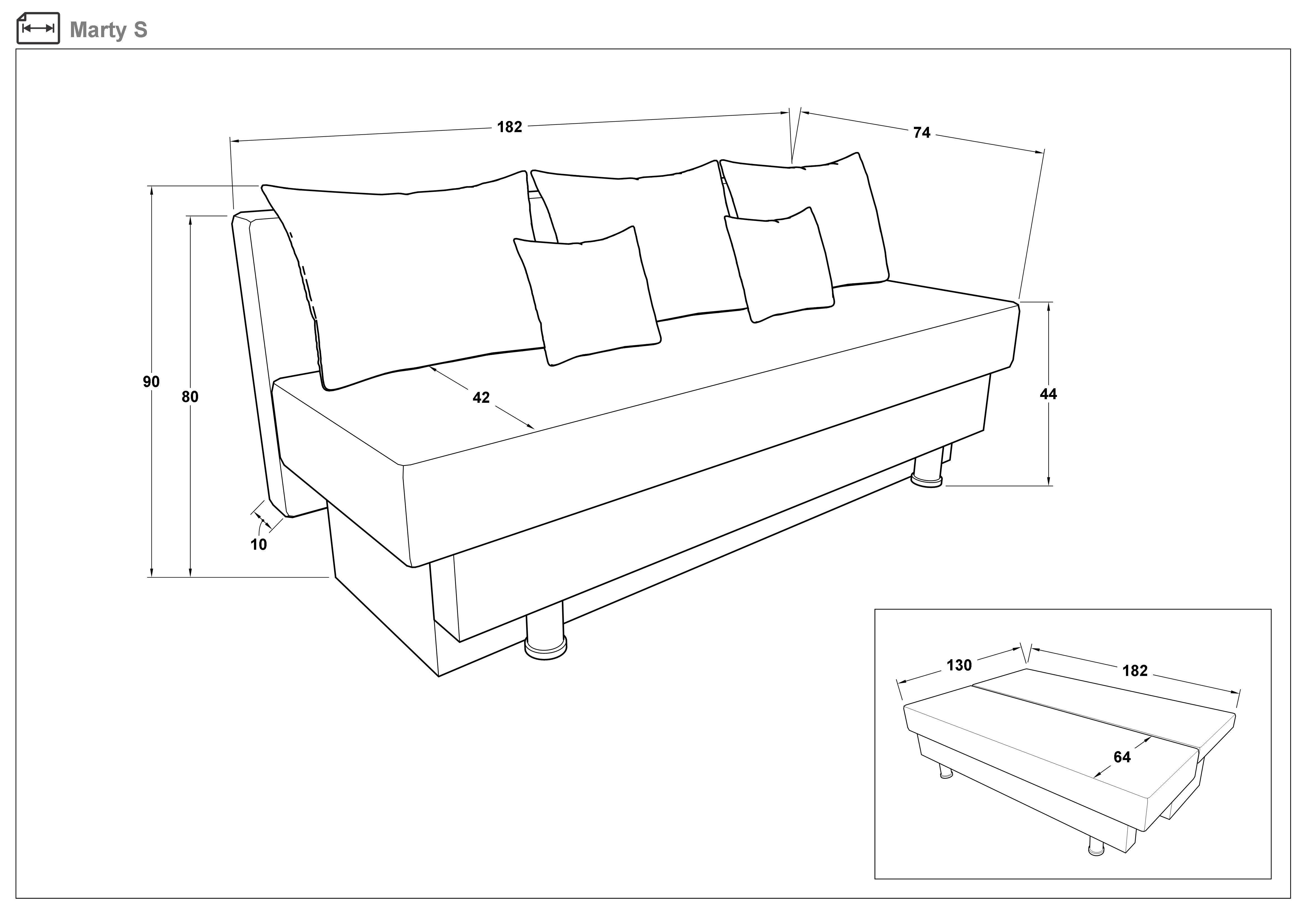Extendable sofa Marty S, orange  2