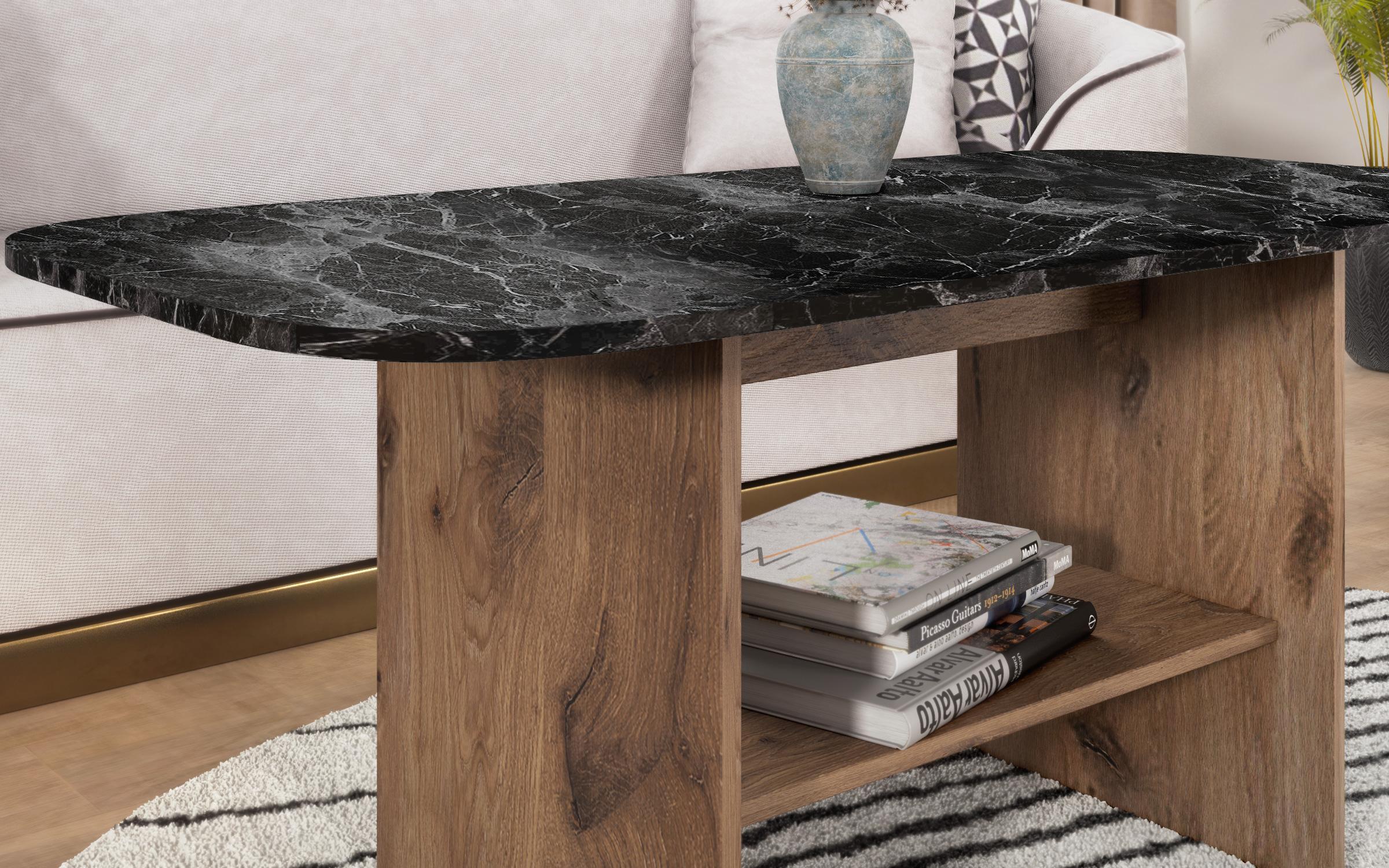 Coffee table Ivy, dark Scandinavian oak + Tunisia marble  5