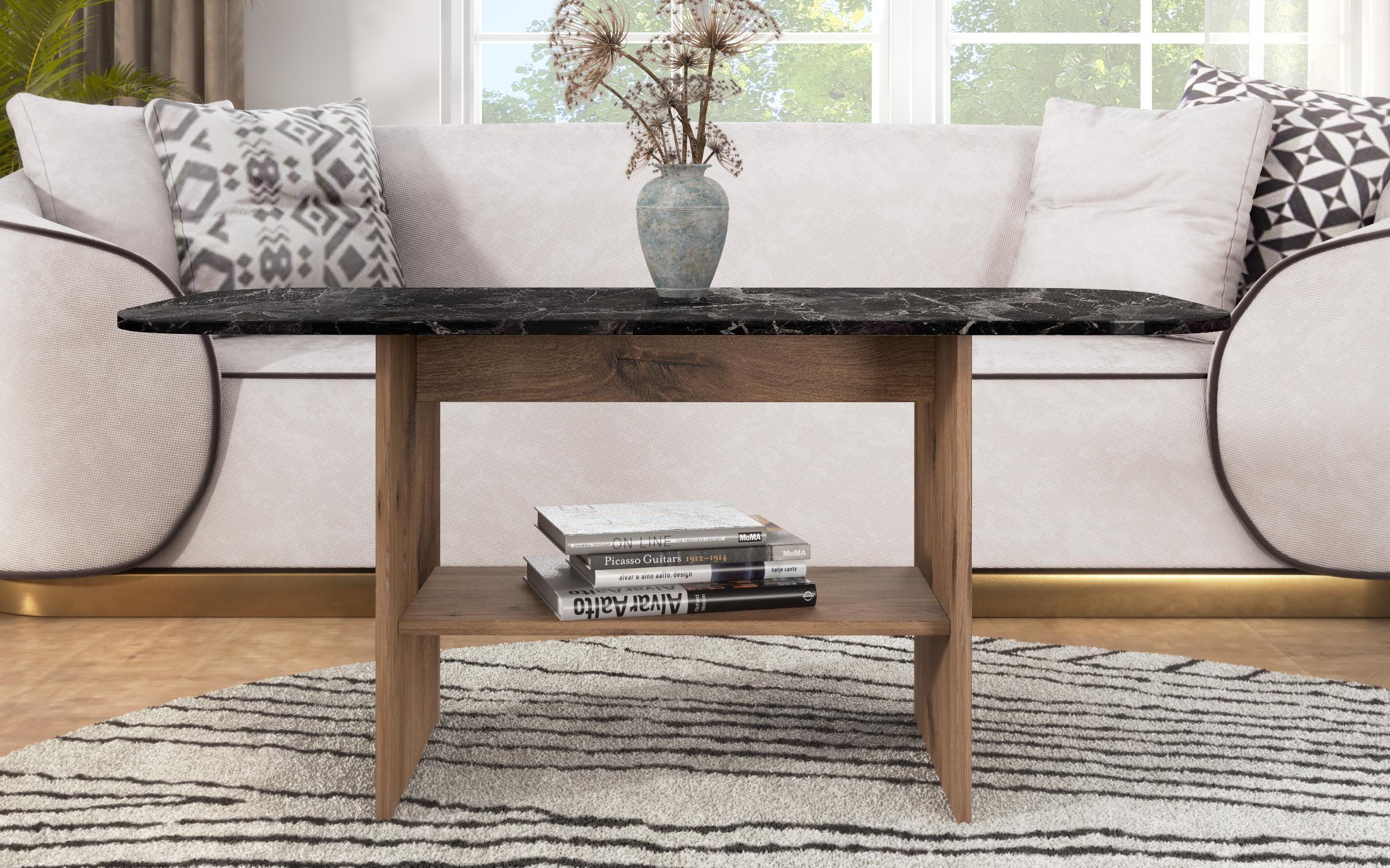 Coffee table Ivy, dark Scandinavian oak + Tunisia marble  4