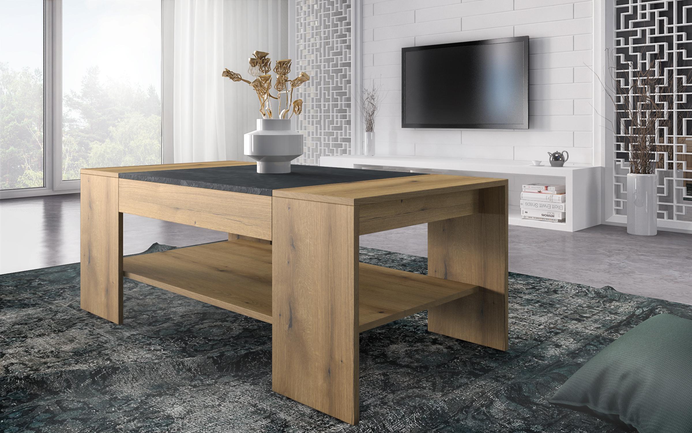 Coffee table Sima, Evoke oak + Magma  1