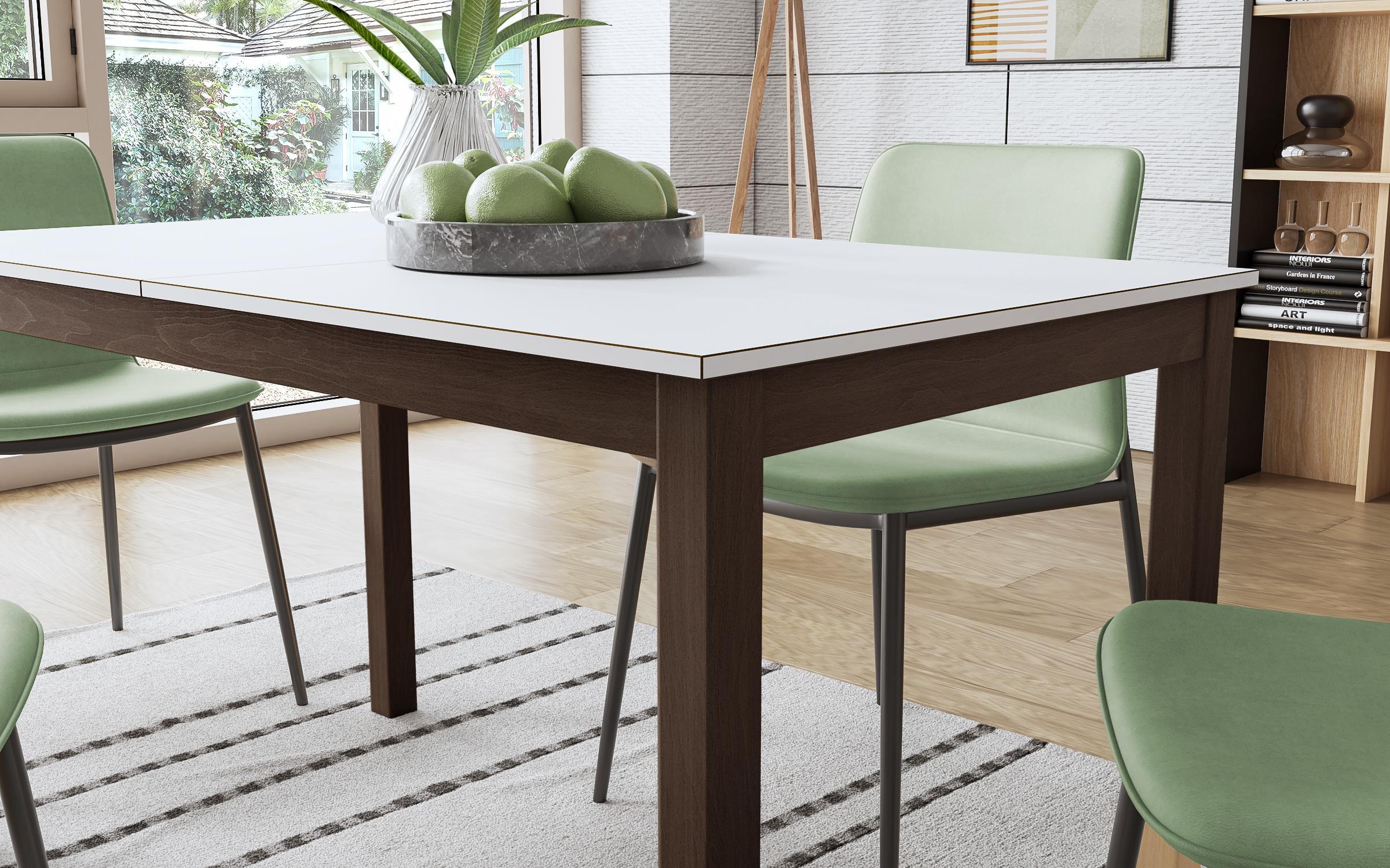 Dining table Atika /extendable/, white + walnut  3