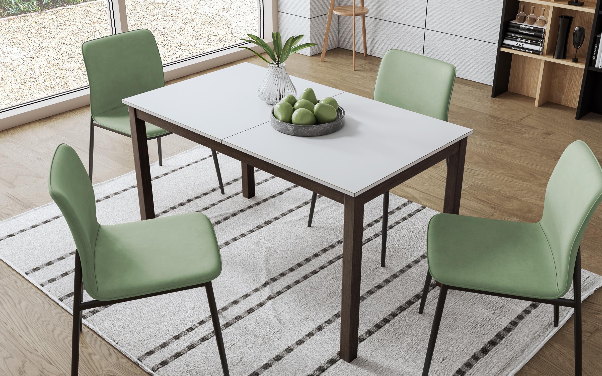 Dining table Atika /extendable/, white + walnut  2