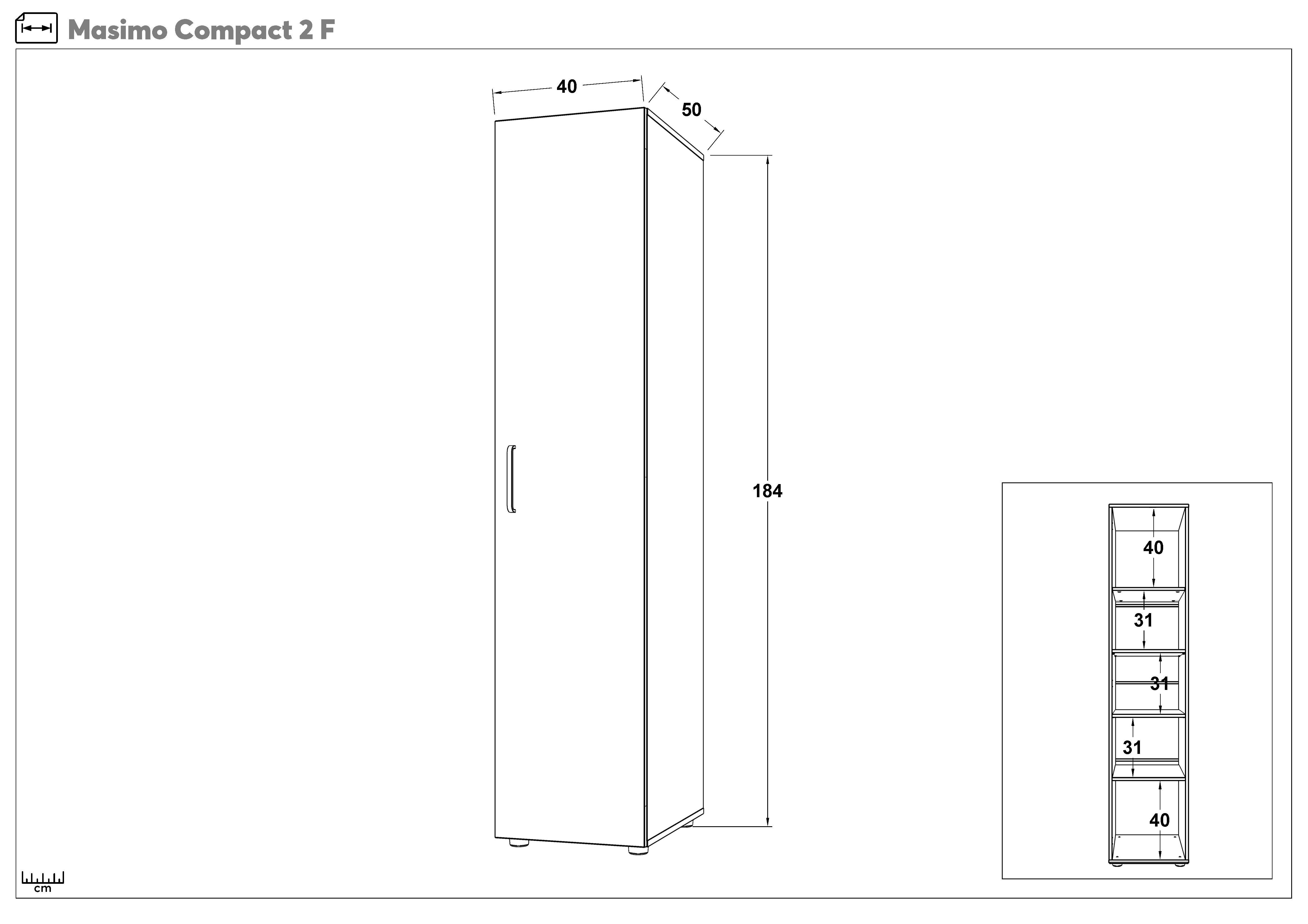 Wardrobe with shelves Massimo Compact 2, white  2
