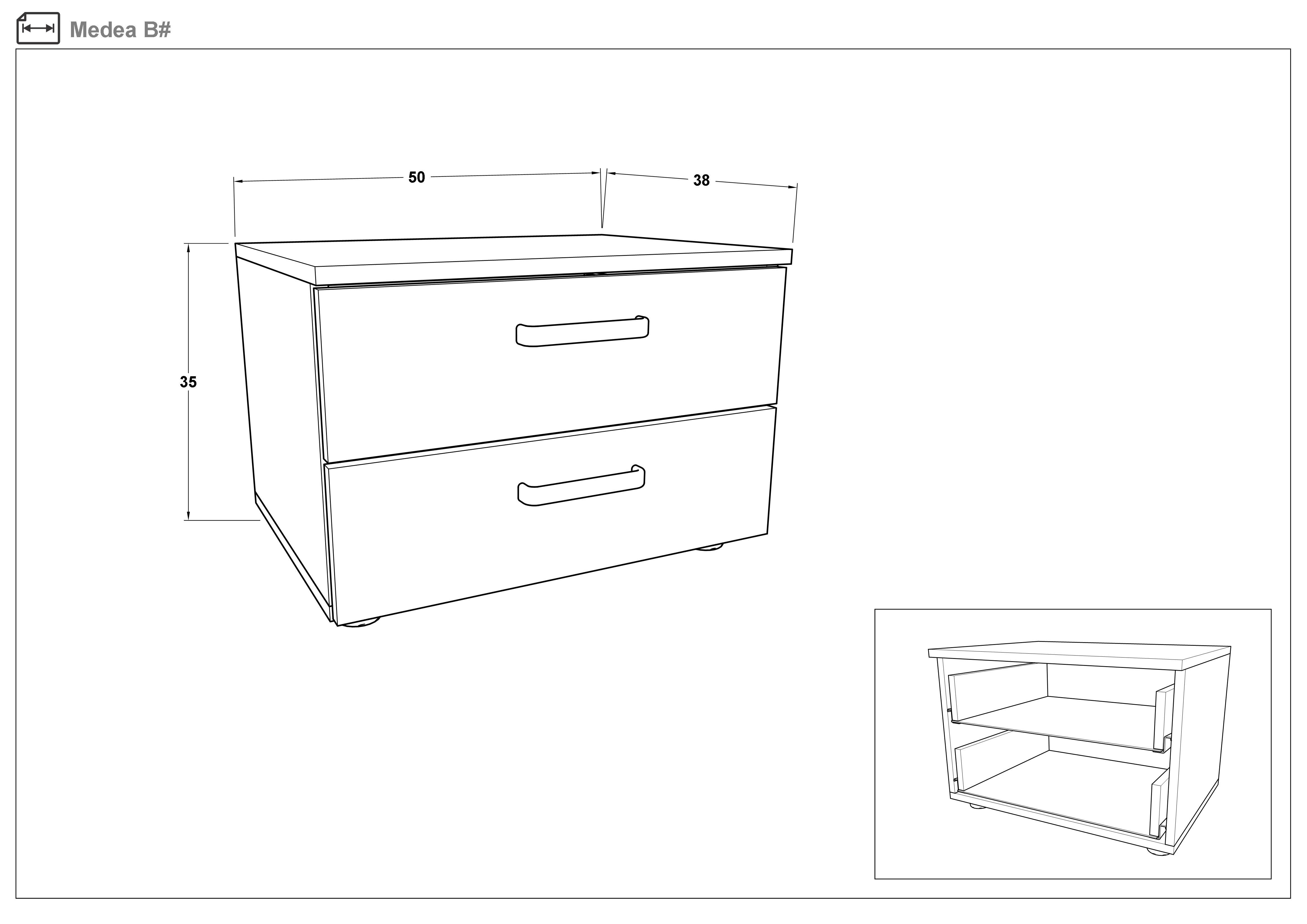 Set Double bed Easy + 164/190 + 2 nightstands Medeya, Sonoma oak + white gloss  3