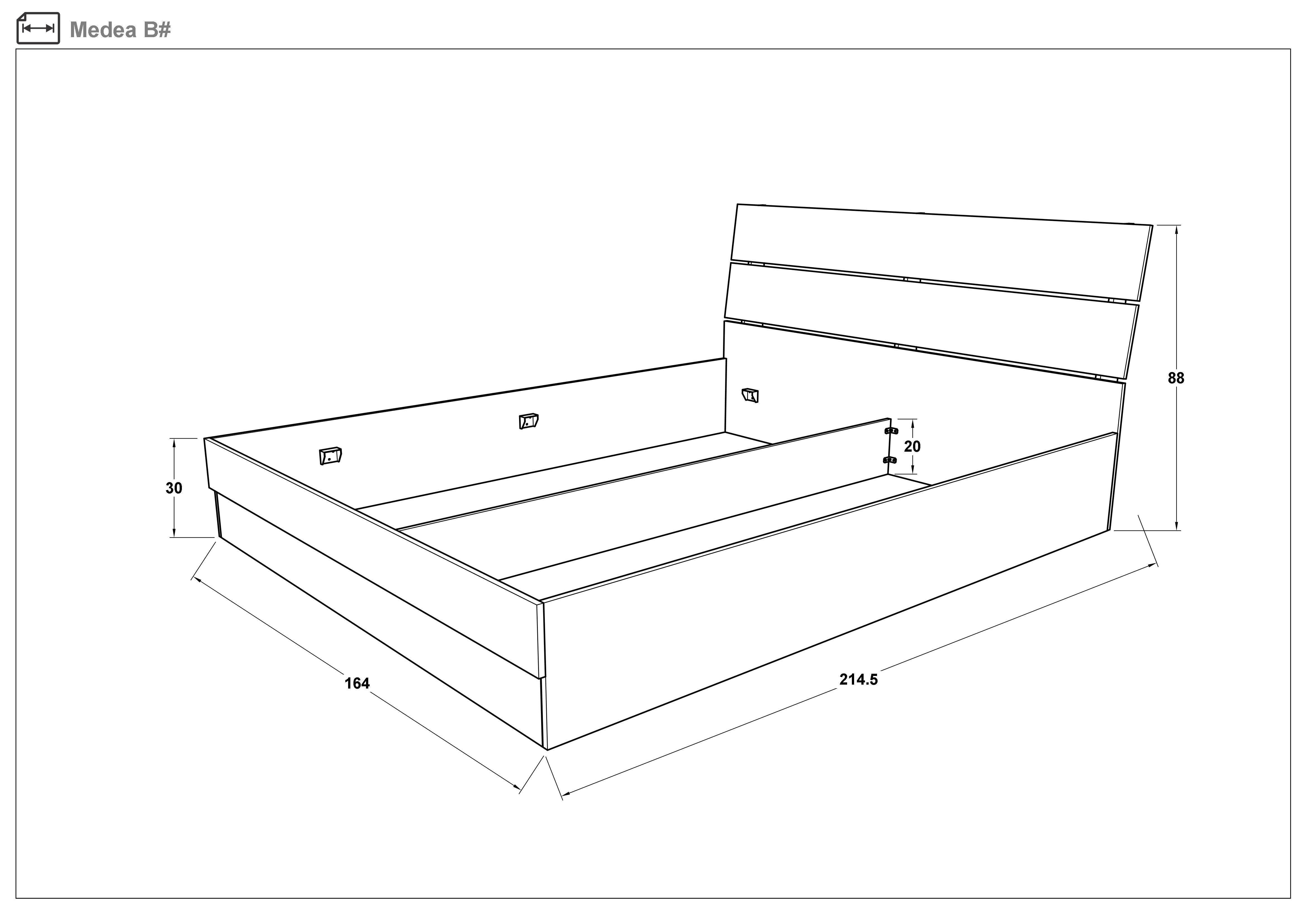 Double bed 160/200 Medeya + mattress, Sonoma oak + white gloss  2