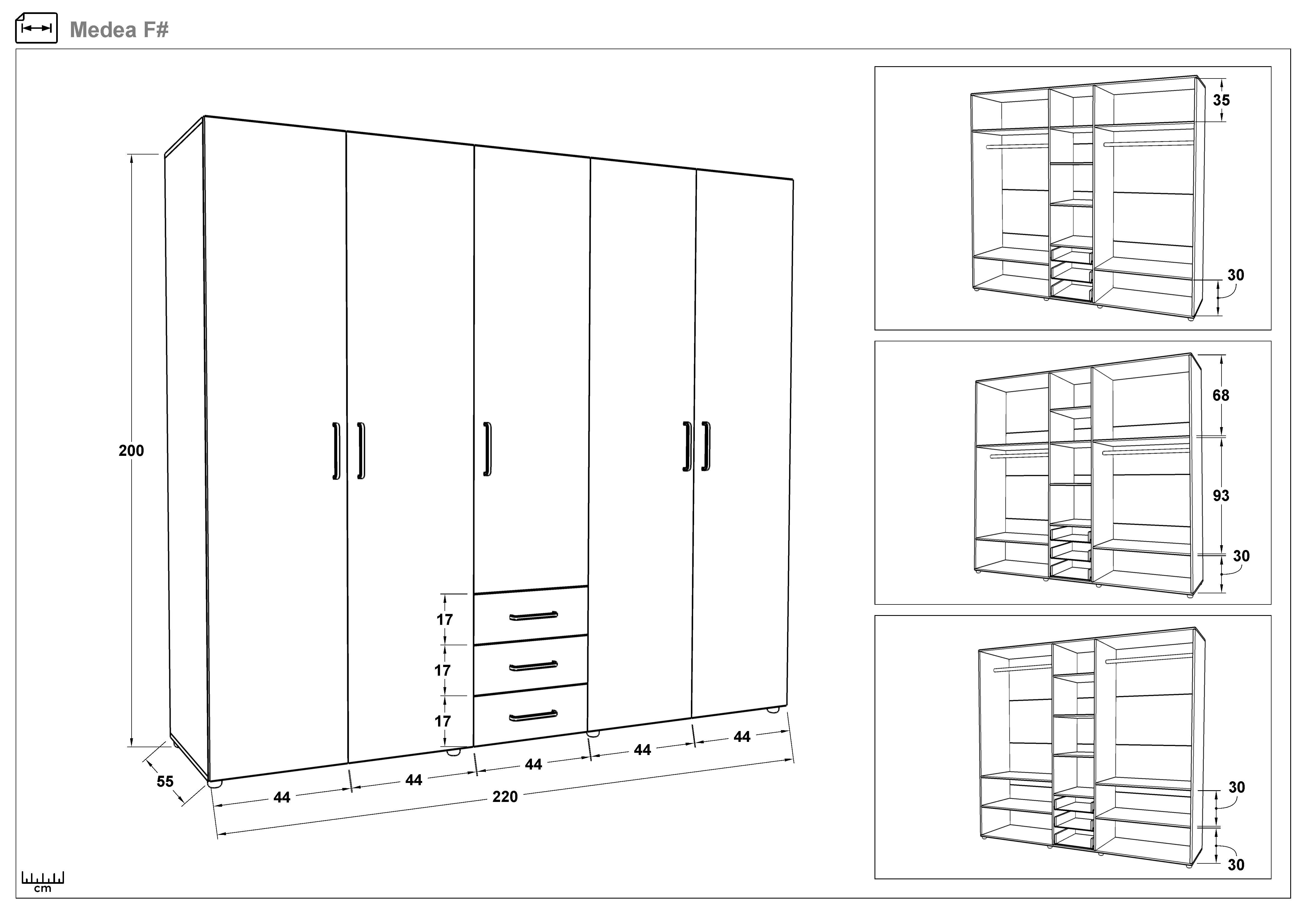 Bedroom furniture set for mattress 160/200 Etna, light Scandinavian oak + anthracite matt  3
