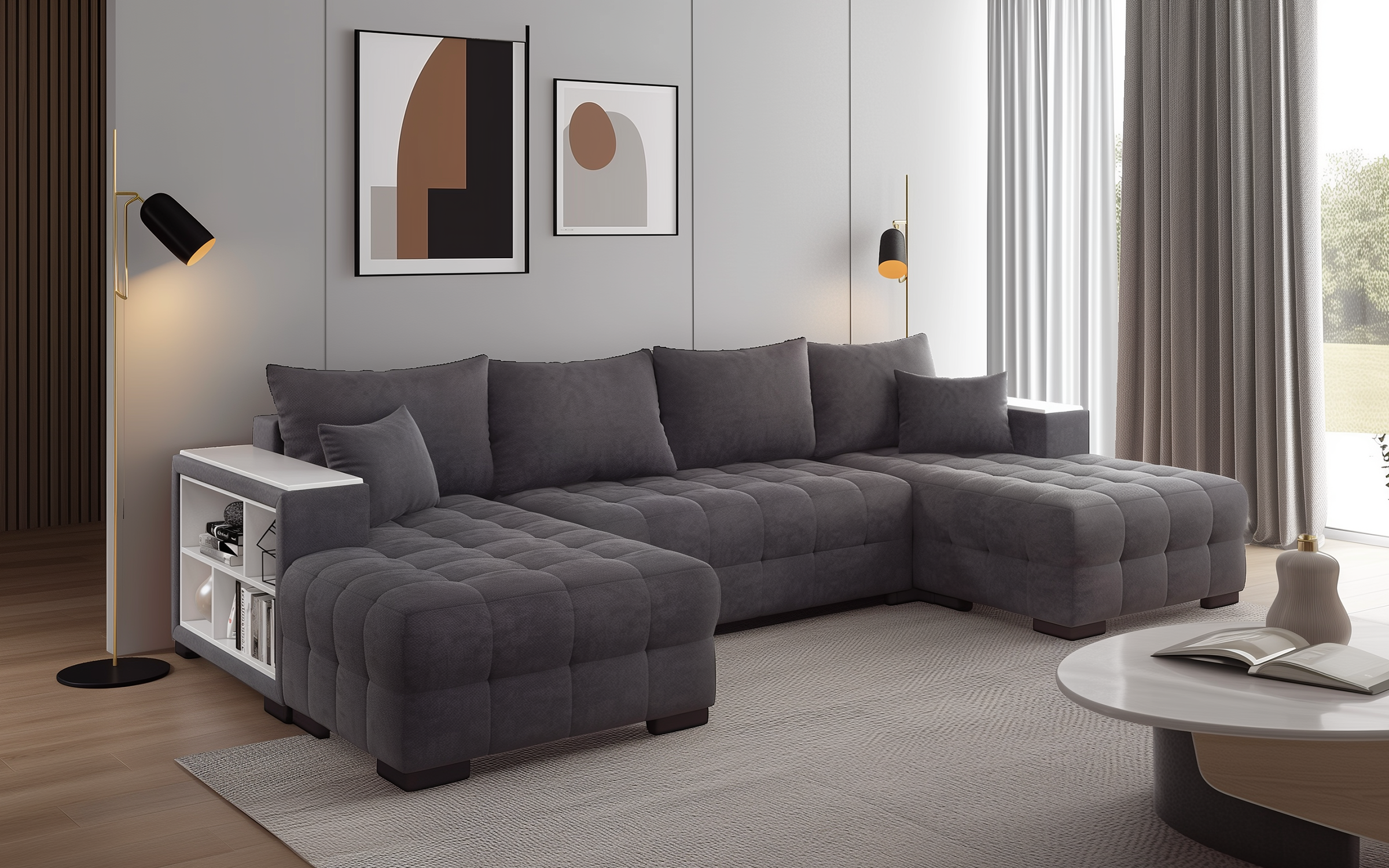 U-shaped sofa Melvin, grey  3