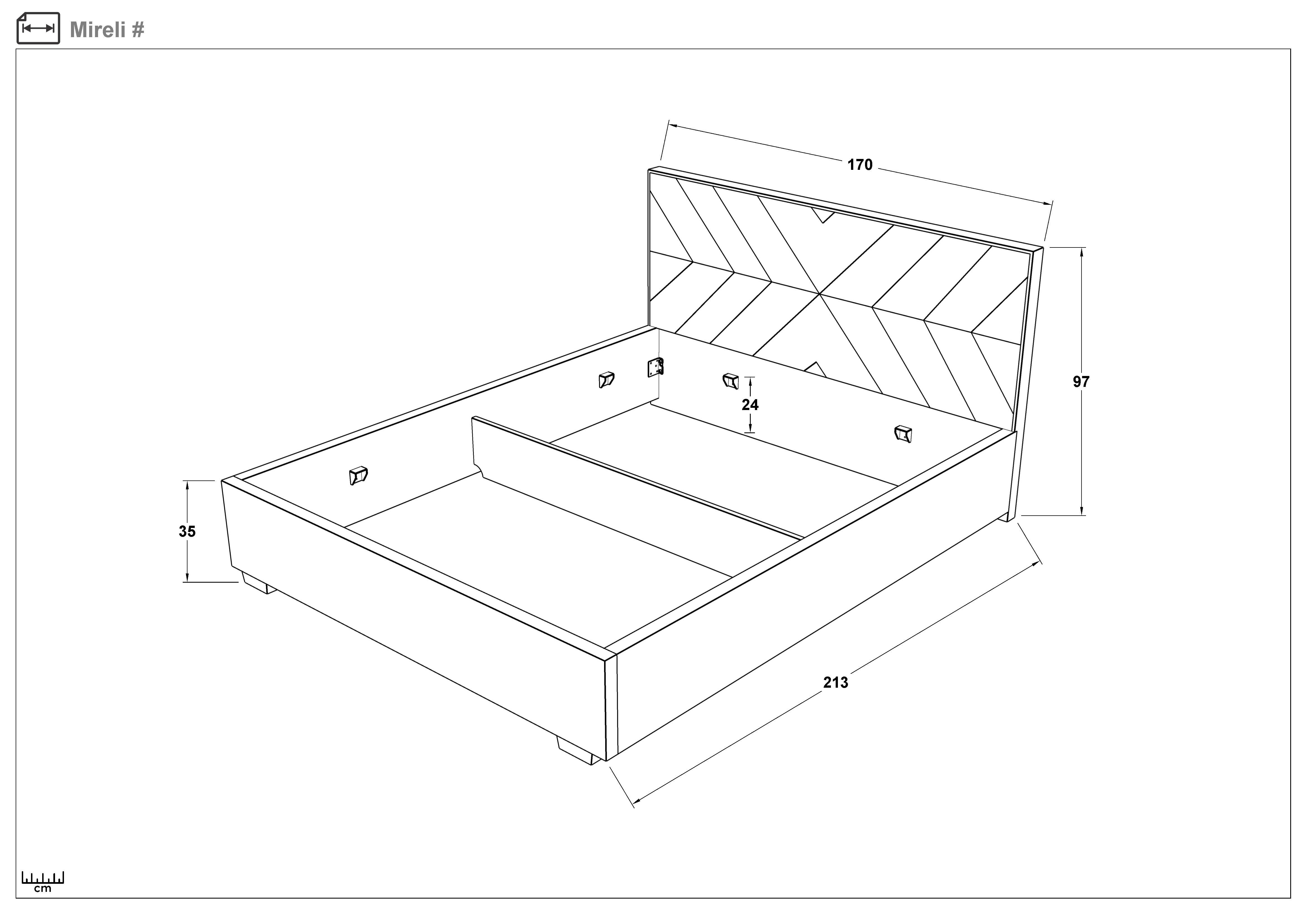 Upholstered double bed for mattress 160/200 Mirelly, dark grey  2
