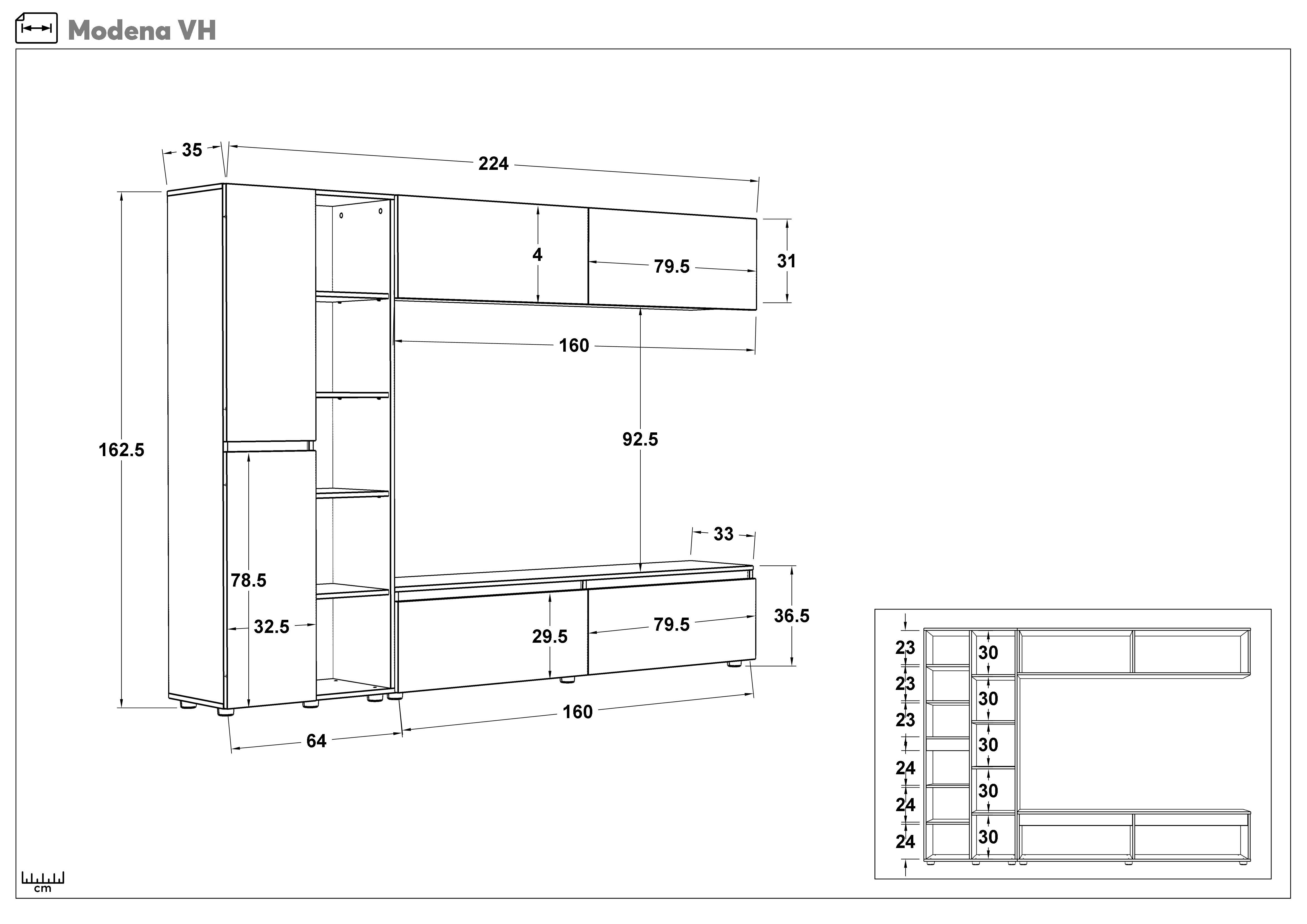 Shelf unit Modena, Honey oak + cashmere  2