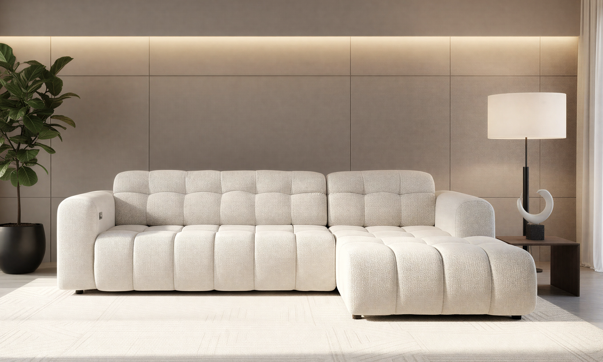 Extendable corner sofa with electric mechanism Modera, white  3