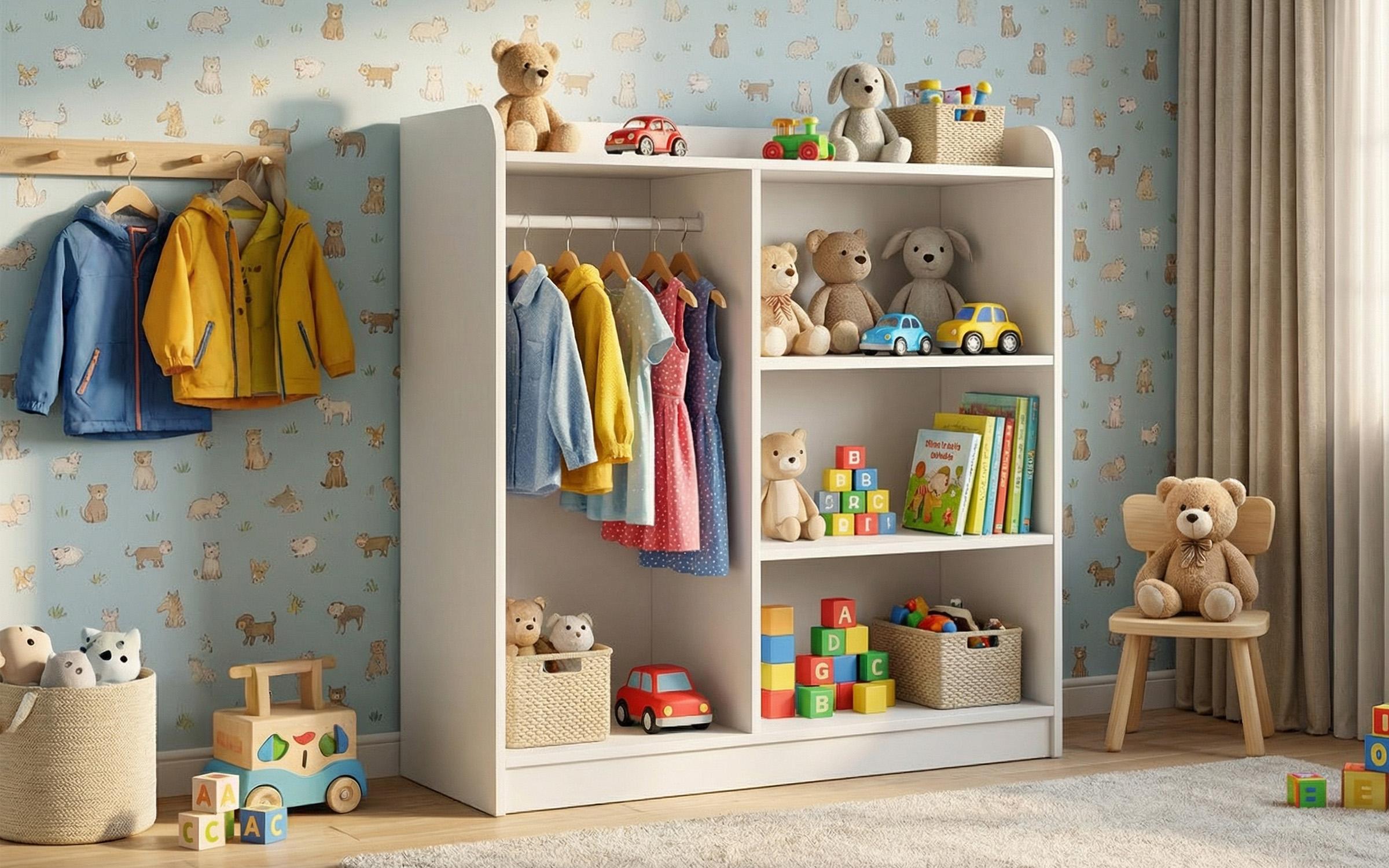 Children's open wardrobe Mody, white matt  1