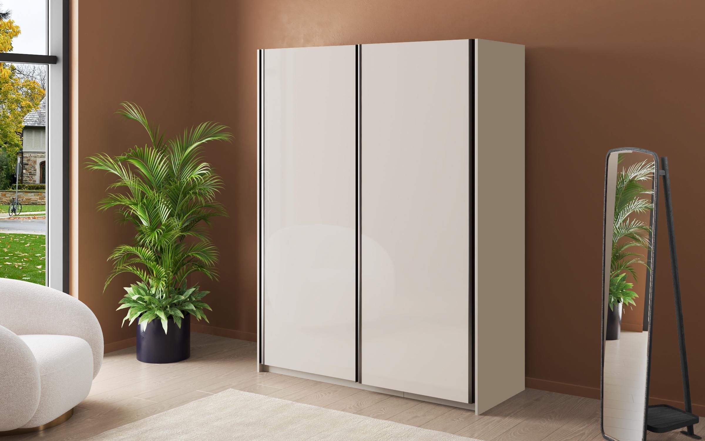 Modular wardrobe with sliding doors 150 cm Soho Slide 150, Metallic beige  1