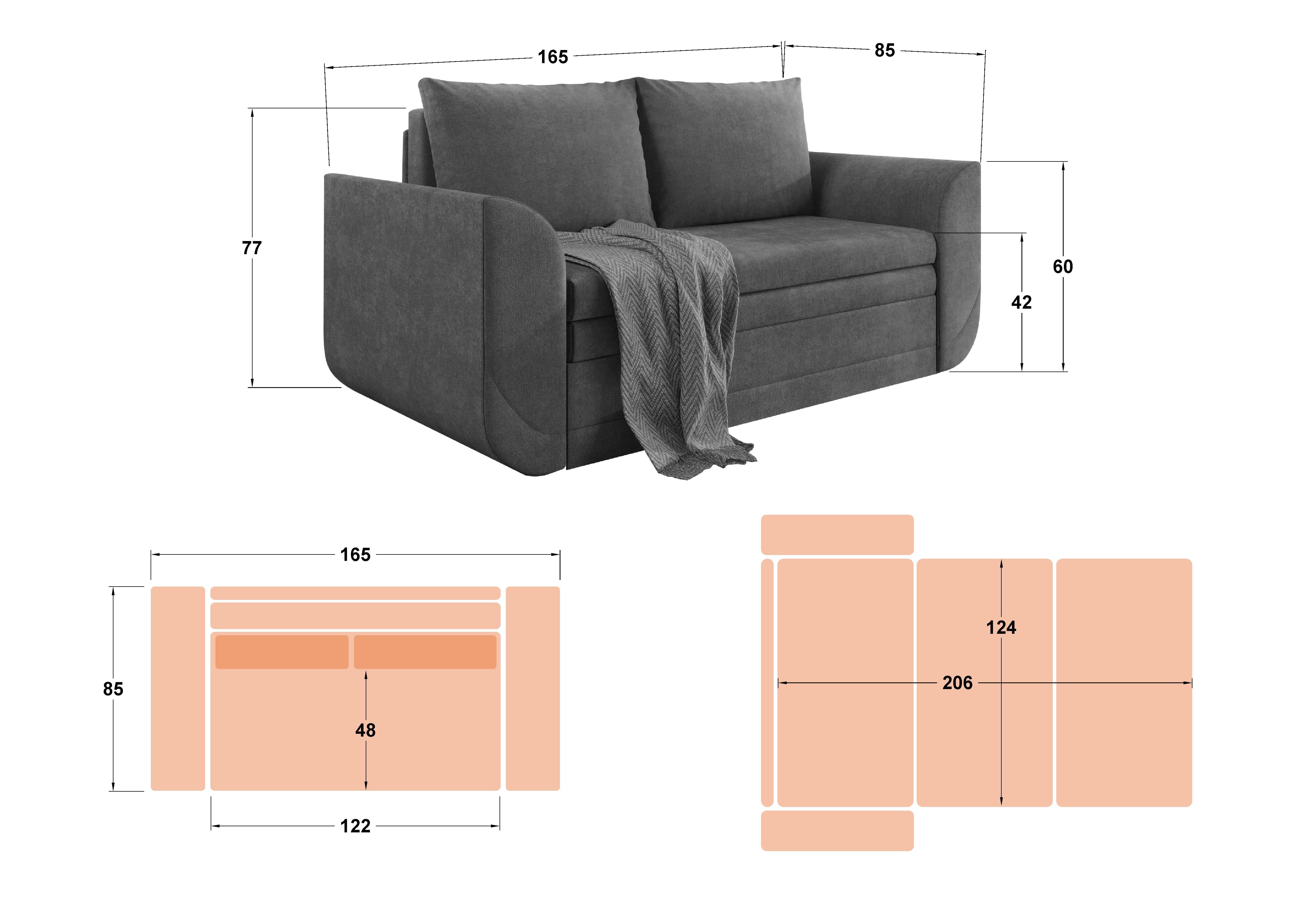 Extendable sofa Modus, light brown  2