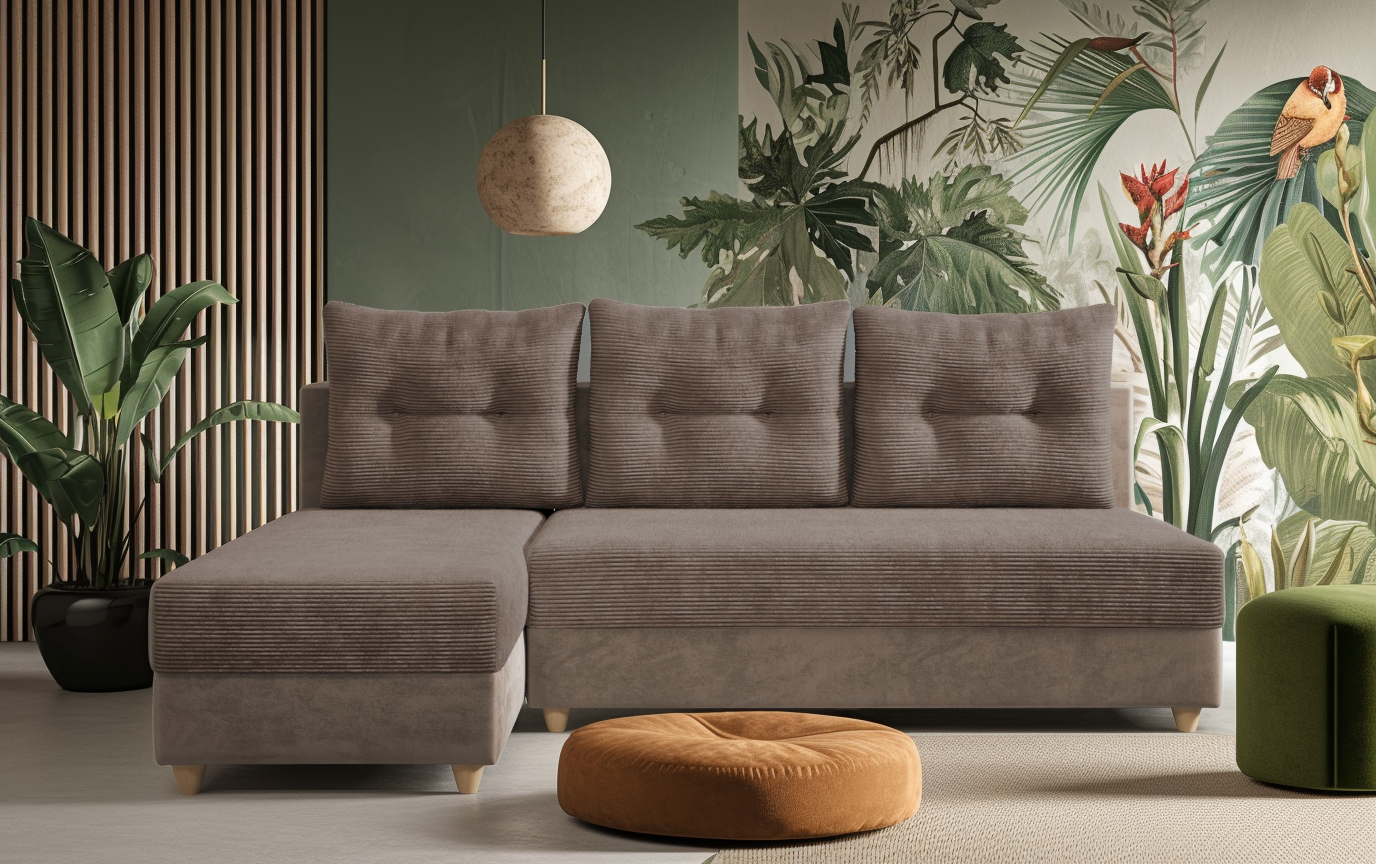 Extendable corner sofa Monten, dark beige  1
