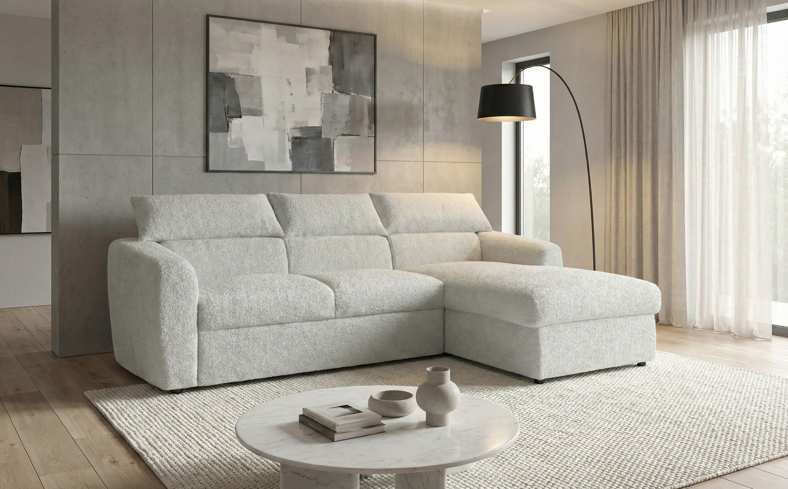 Extendable corner sofa Montero, white  2