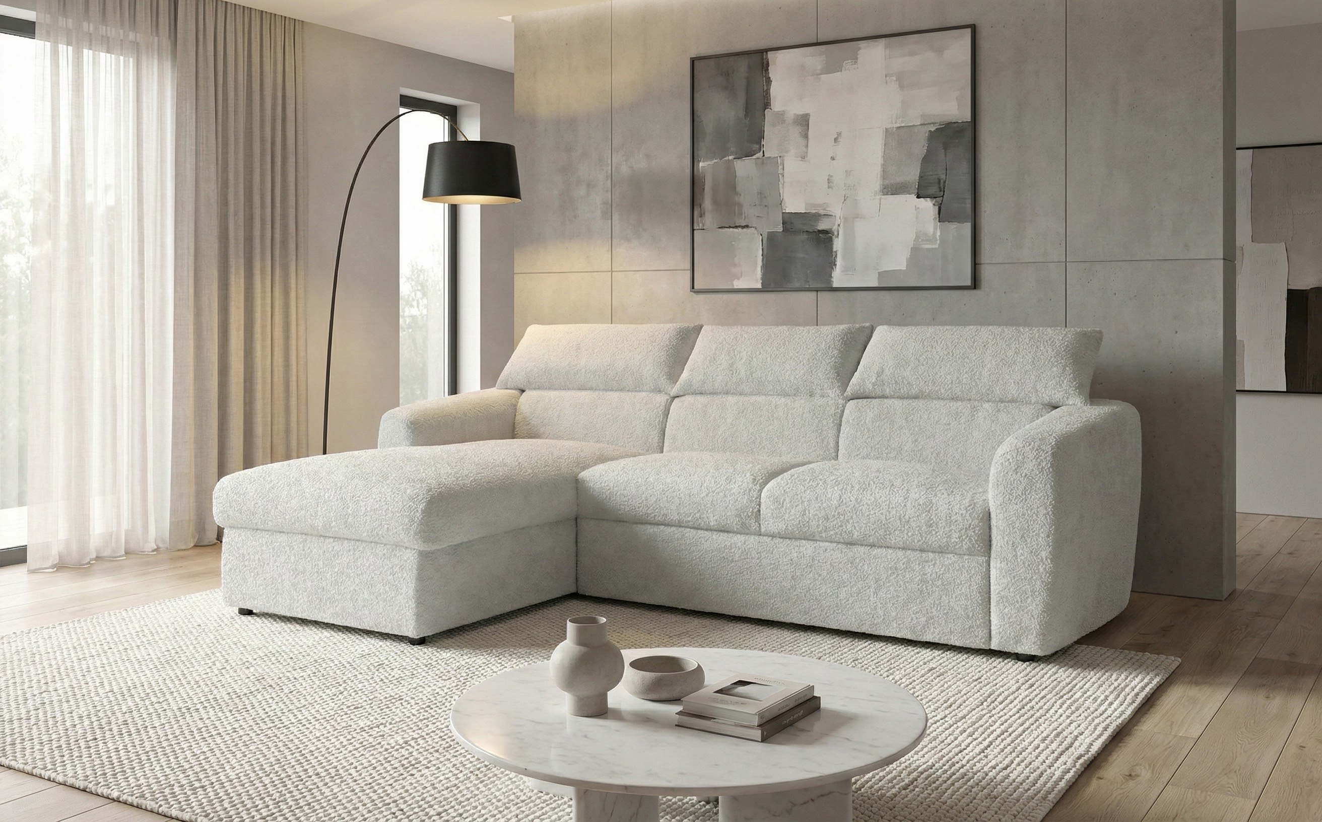 Extendable corner sofa Montero, white  2