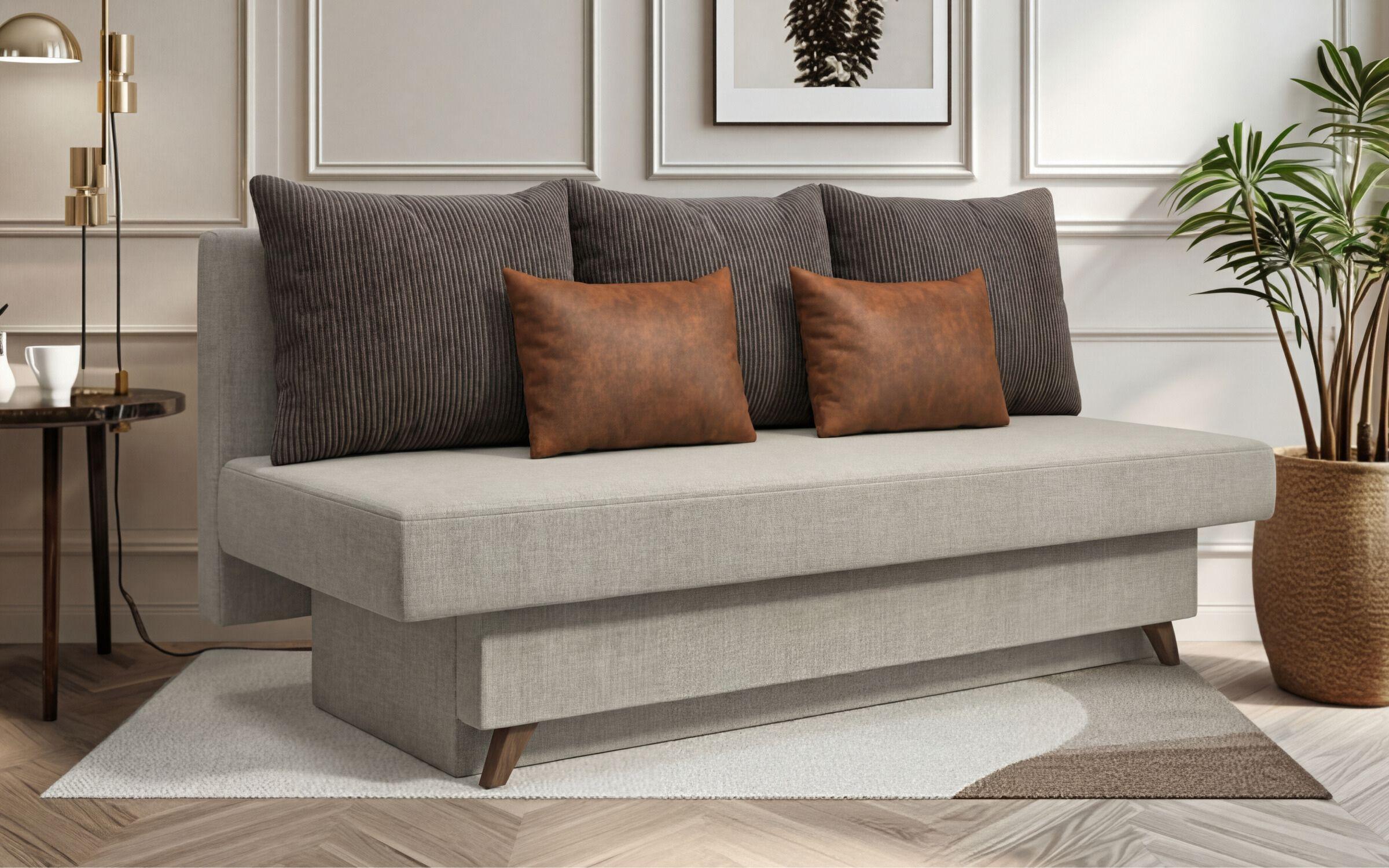 Extendable sofa Monty, beige + light brown + brown  3