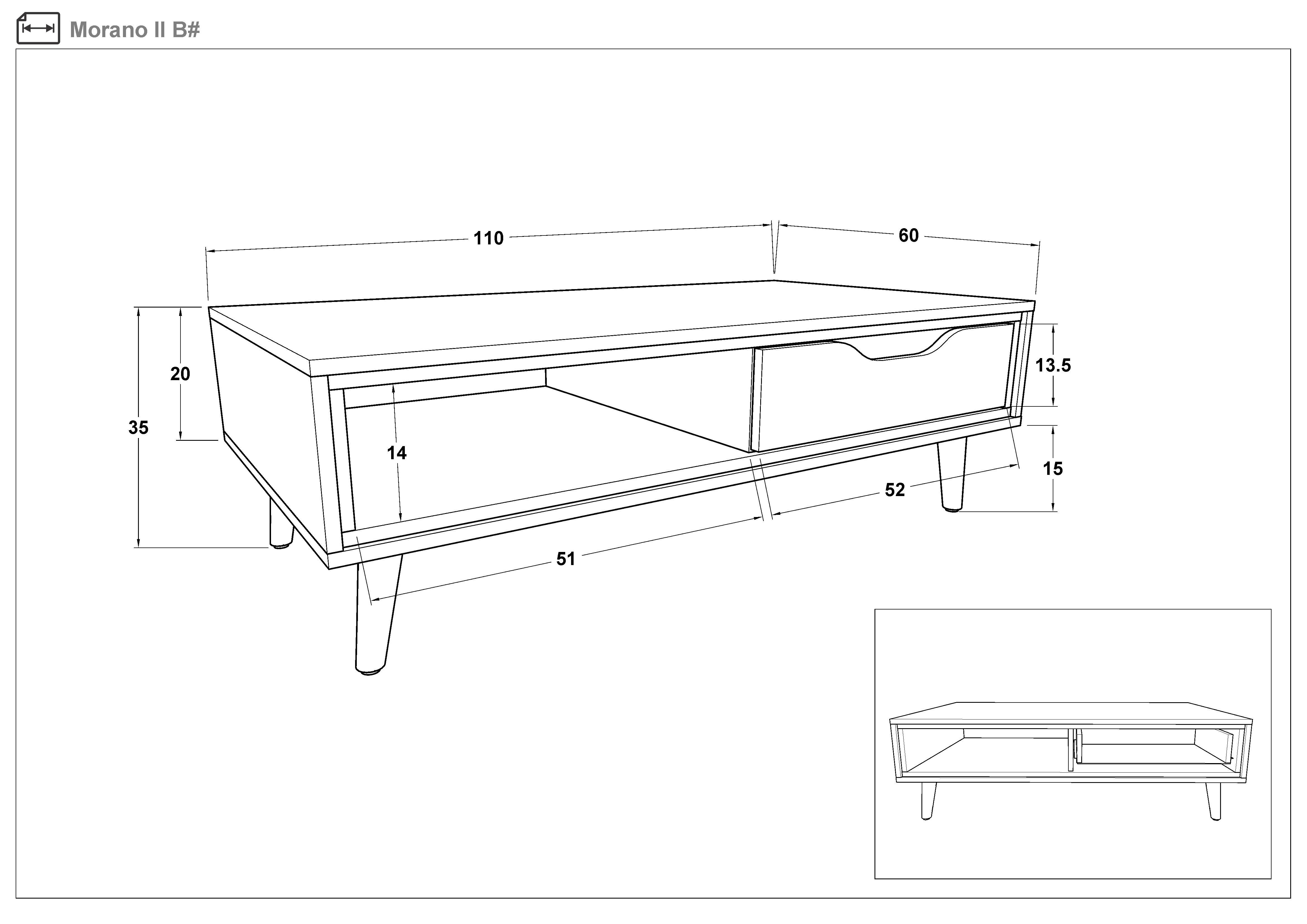 Coffee table Morano, Evoke oak + Silk  2