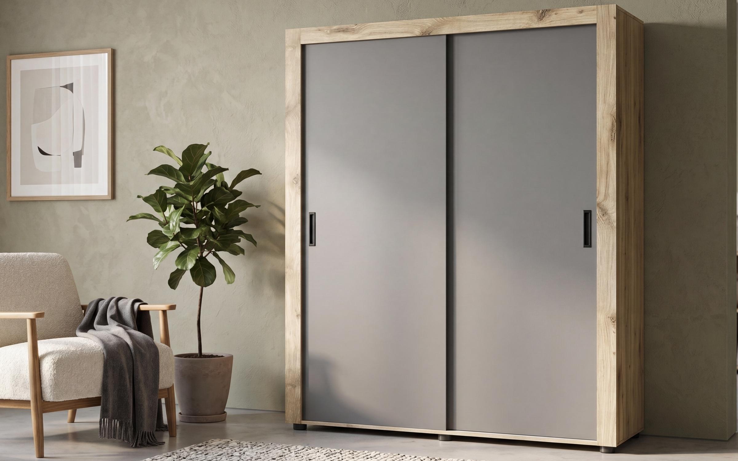 Bedroom furniture set for mattress 160/200 Moretti, light Scandinavian oak + anthracite matt  11